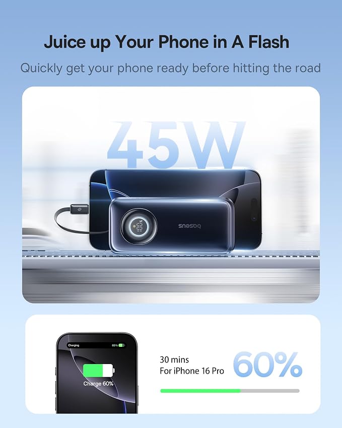 Baseus Picogo Qi2.2 25W Magsafe Cargador Portátil 10000mAh miniatura 4