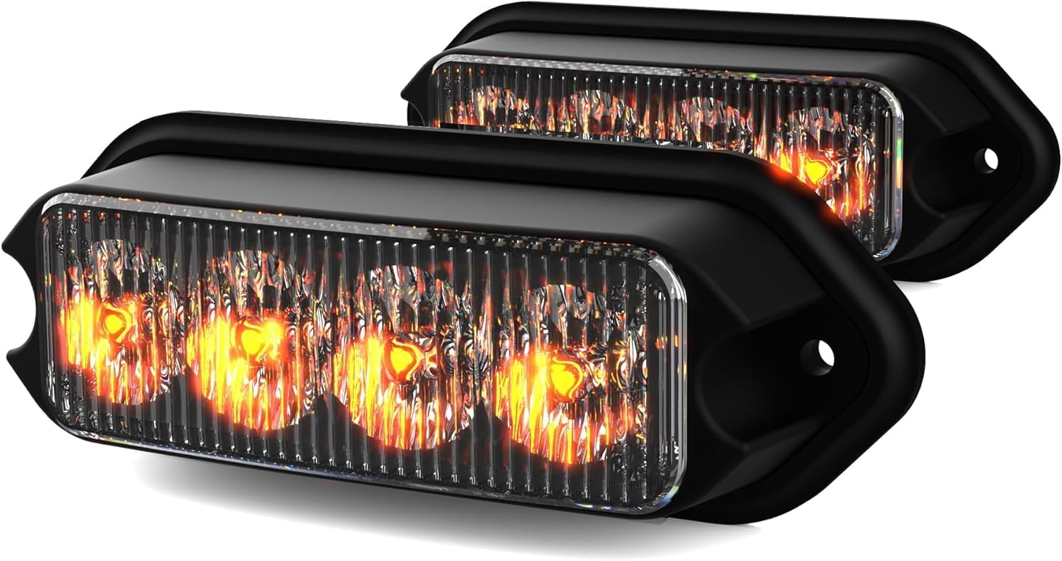 Strobe lights for trucks With Sync Feature Aluminum Thick Style Amber White Warning Flashing Light (Amber)