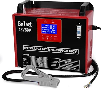 48V 50A Adjustable Battery Charger, Intelligent Charger for Lead-Acid & LiFePO4 Lithium Batteries, 240V AC Hardwired Charger for Forklifts, Golf Carts, Sightseeing Cars, Energy Storage Systems | Adjustable Voltage and Current 240V AC Hardwired Charger for Forklifts Golf Carts Sightseeing Cars Energy Storage Systems