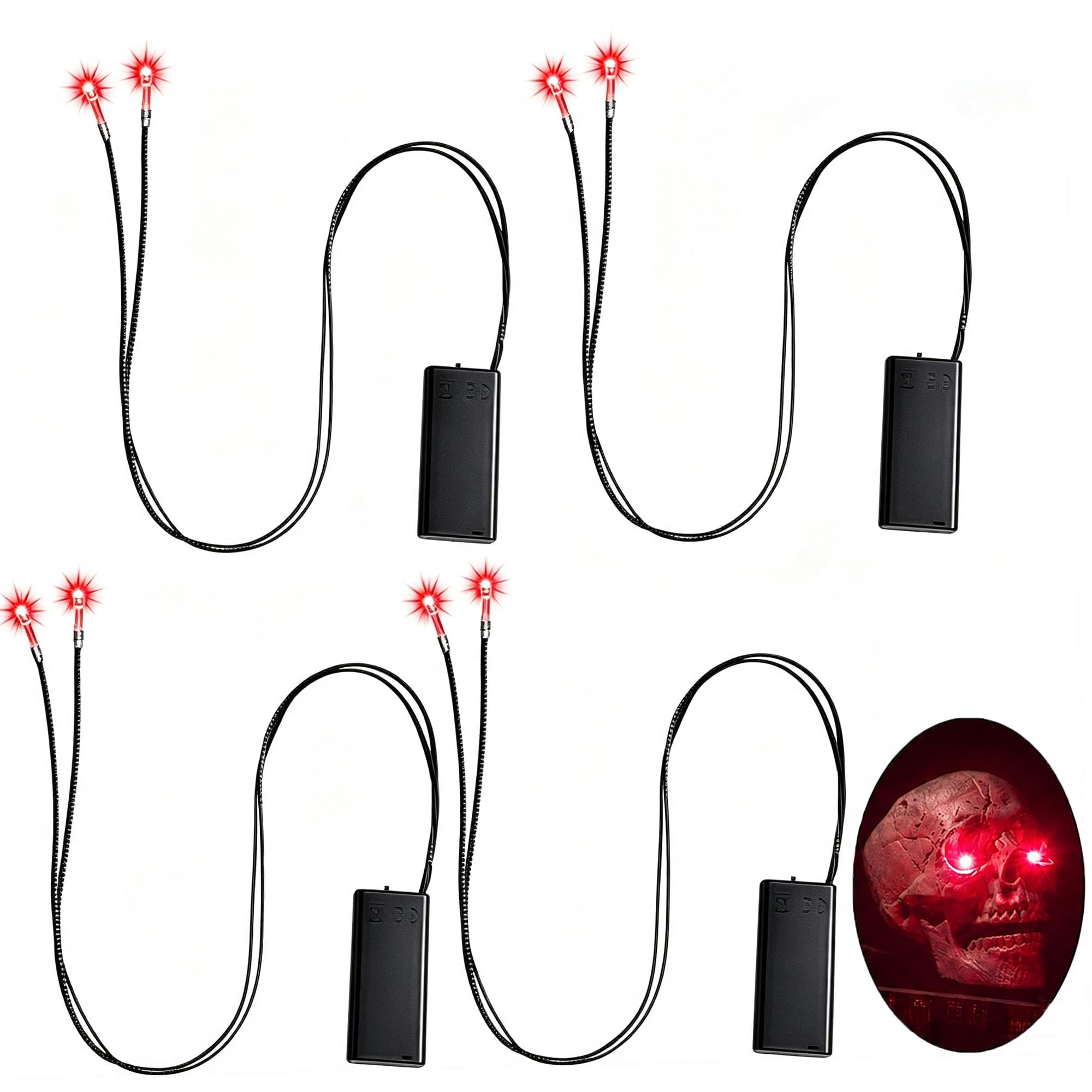 Johiux 4 PCS Halloween LED Glowing Light Up Eyes for Costume Cosplay,Masks,Skulls,Skeleton, Pumpkin,Halloween Decoration Lights for Indoor Outdoor Decoration(Battery Not Included)