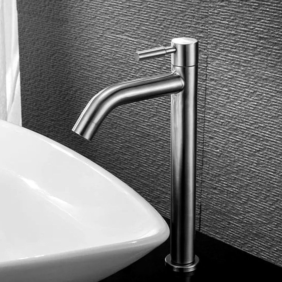 Life System 洗面用 洗面 ロング水栓 手洗いボウル 蛇口 ステンレス製 T32 単水栓 シングルレバー 立水栓