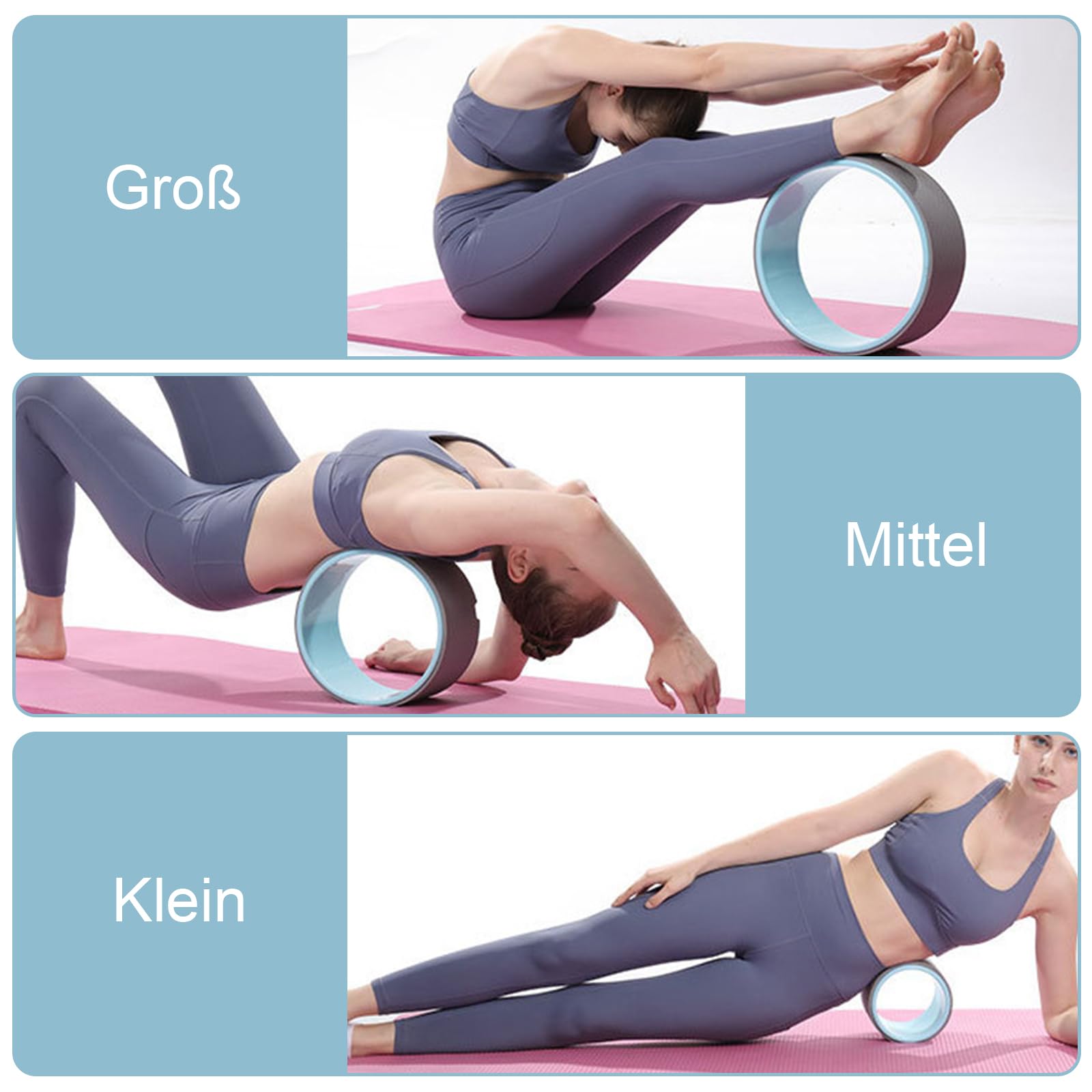 Yoga Rad 3er Pack,stabile und komfortable Rückenrollen für Anfänger.Zur Verbesserung der Wirbelsäulenversteifung und Dehnung des Rückens,mit einer Gewichtskapazität von bis zu 150kg