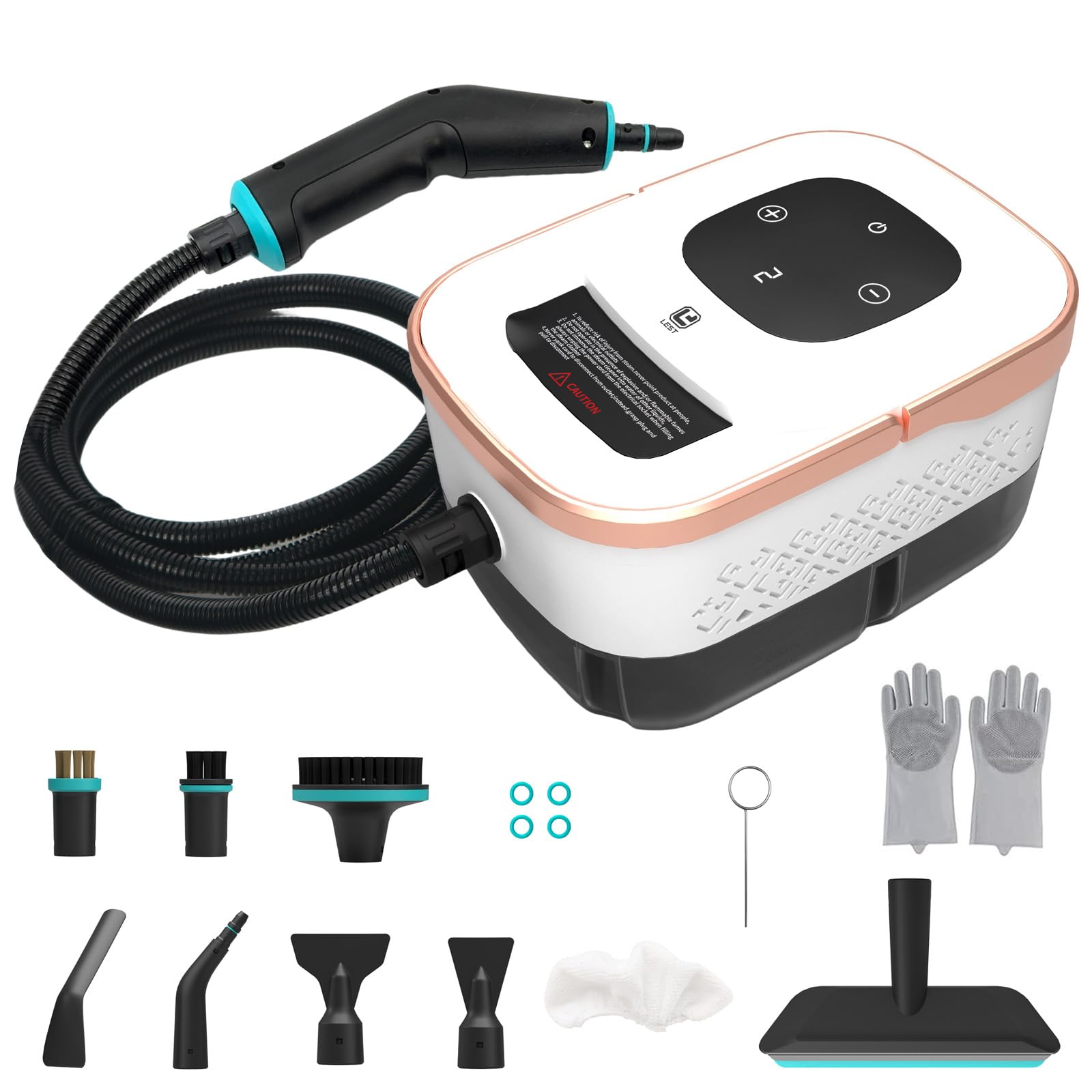 Limpiador de vapor portátil, 2500 W, 4,0 bar, limpiador de vapor manual con gran tanque de agua de 1250 ml, limpiador de vapor multifunción con 3 cabezales de cepillo, limpiador de vapor para muebles
