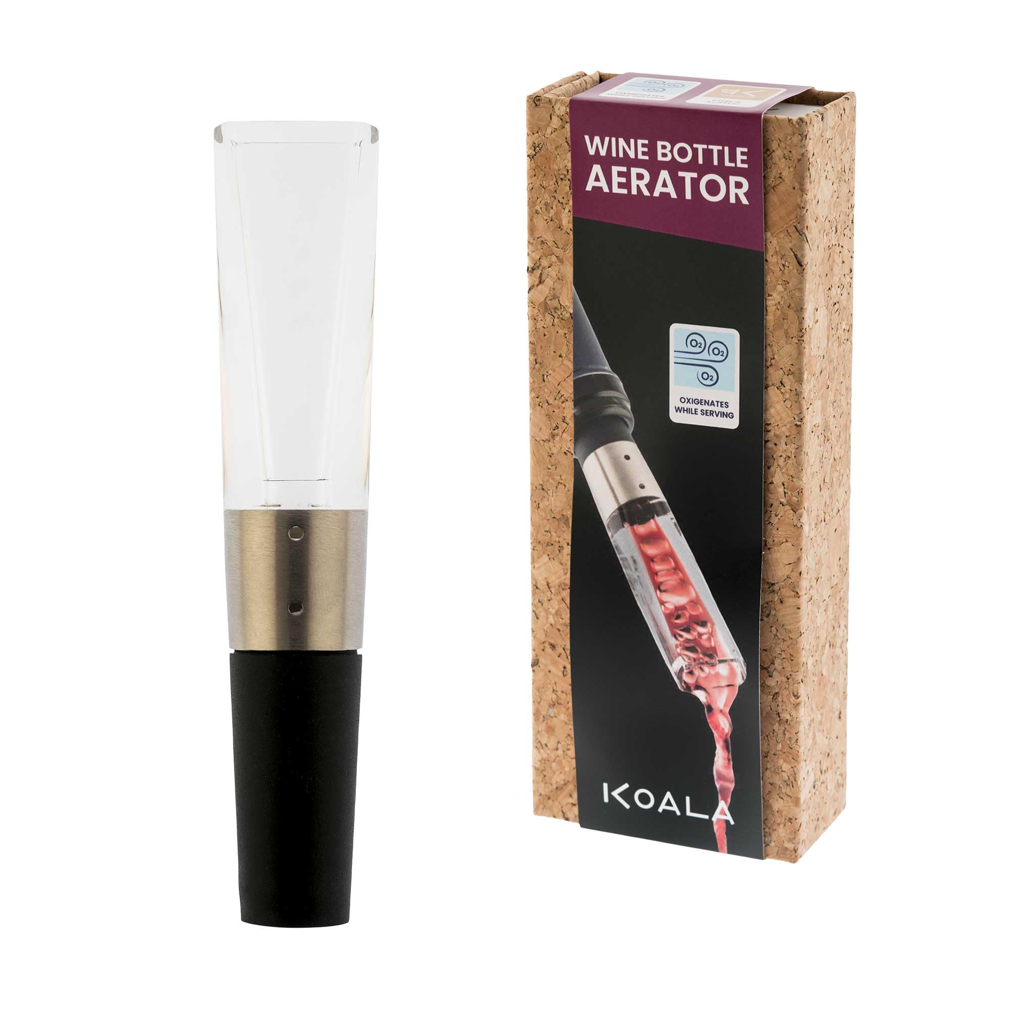 Aireador de vino KOALA antigoteo con vertedor de acero inoxidable para botellas