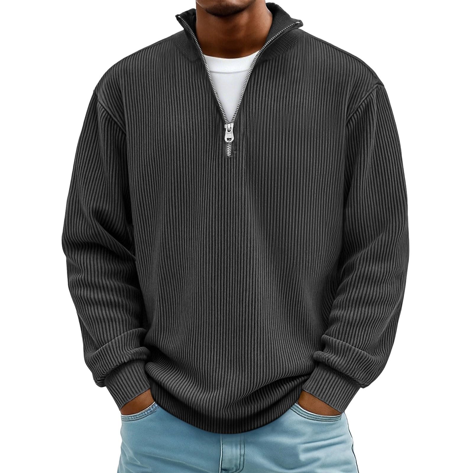 Sweat texturé gaufré et pull col montant à fermeture éclair un quart - 8