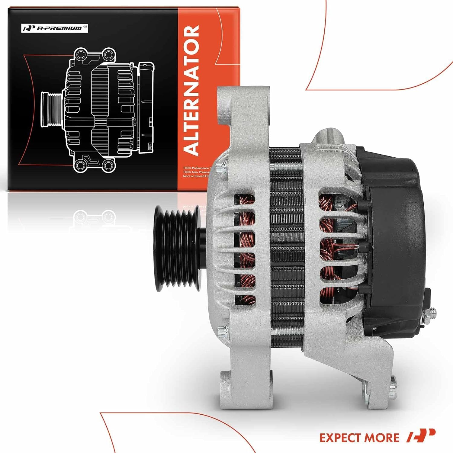 A-Premium Alternator Compatible with Isuzu Amigo 1998-2000, Rodeo 1998-2001, Rodeo Sport 2001, 2.2L, 12V 100A 6-Groove Pulley Clockwise, Replace# 6204002, 6204151