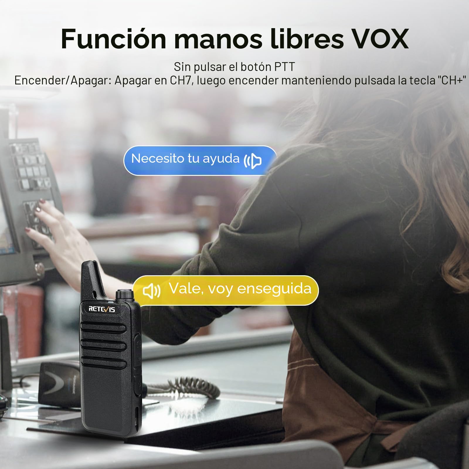 Retevis RT622 Walkie Talkie, Mini Walkie Recargable, PMR446 Licencia Libre, VOX Squelch CTCSS/DCS, Emergencia Walkie-Talkie Profesional para Adultos, Colegio (Negro, 4 Piezas)