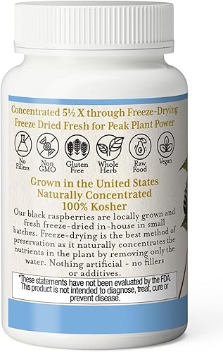 Miniatura 2 de Eclectic Institute Frambuesa negra sin OMG, liofilizada, fresca cruda, densa en nutrientes y rica en antocianinas, 50 CT (300 mg)