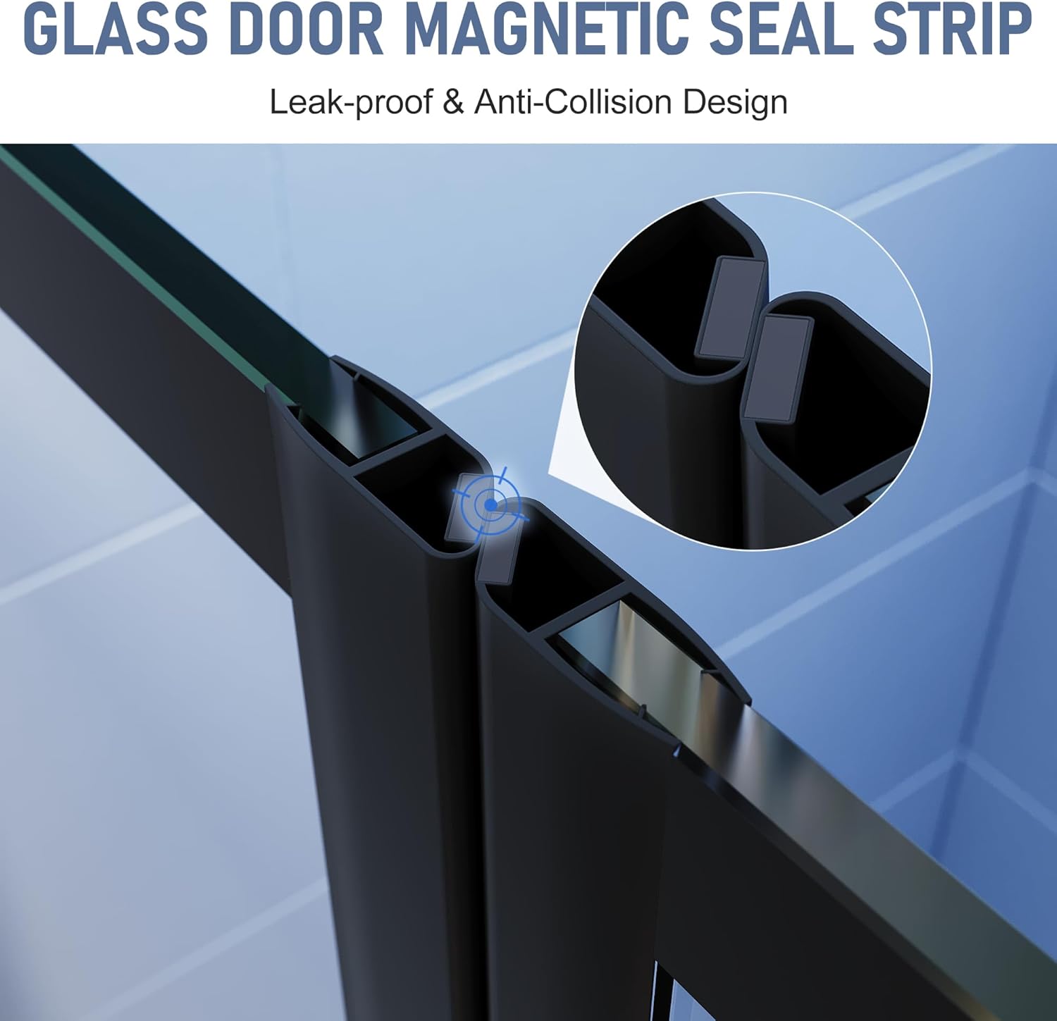 SUNNY SHOWER Pivot Shower Door 40" W x 75" H, Double Swing Door with Screen Printing, Frameless Pivot Swing Glass Door, 1/4"(6mm) Tempered Glass, Adjustable, Black Finish