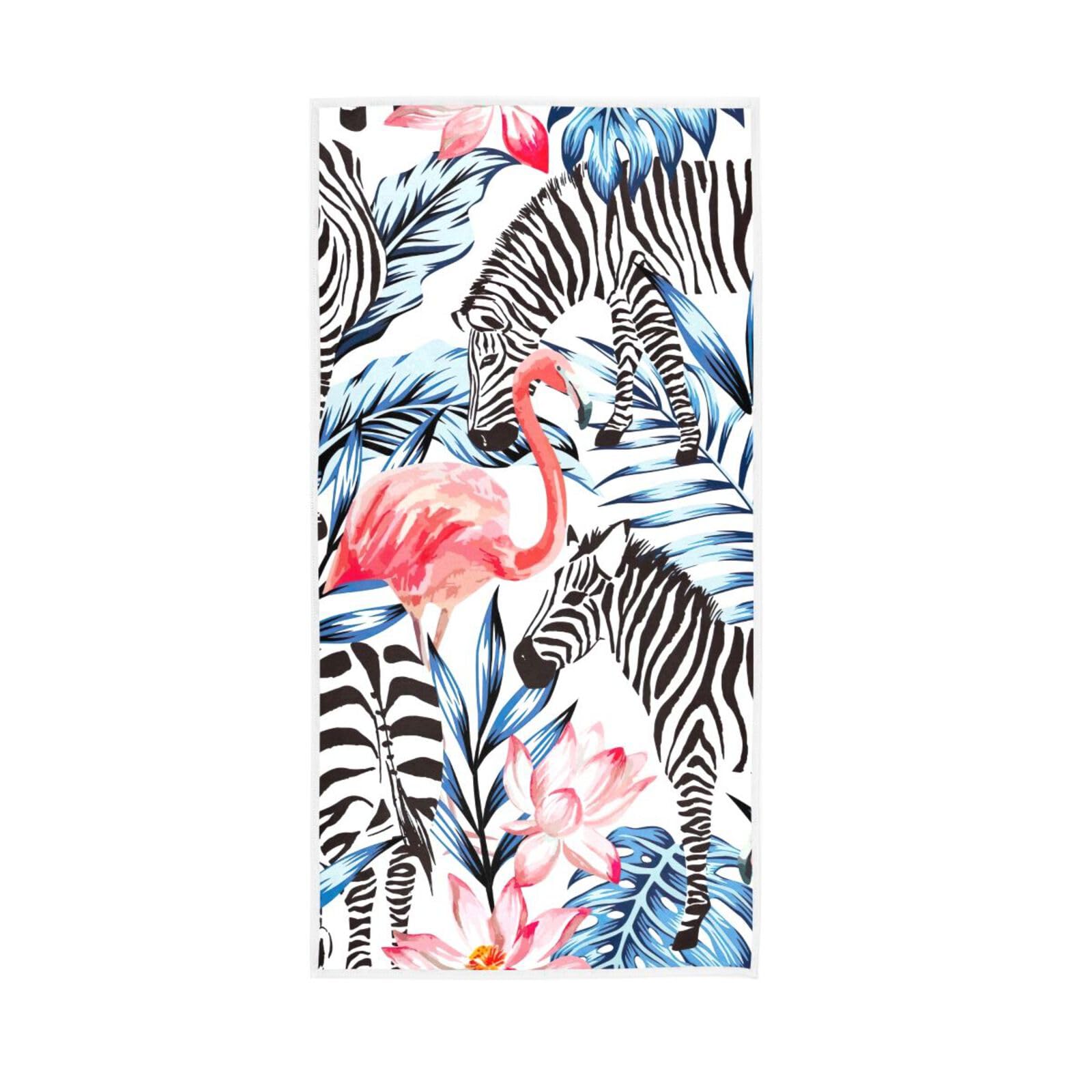 LSRCPD Flamingo and Zebra Face Towels, 15 x 30 Inches, Spa Towels Workout Towels for Gym