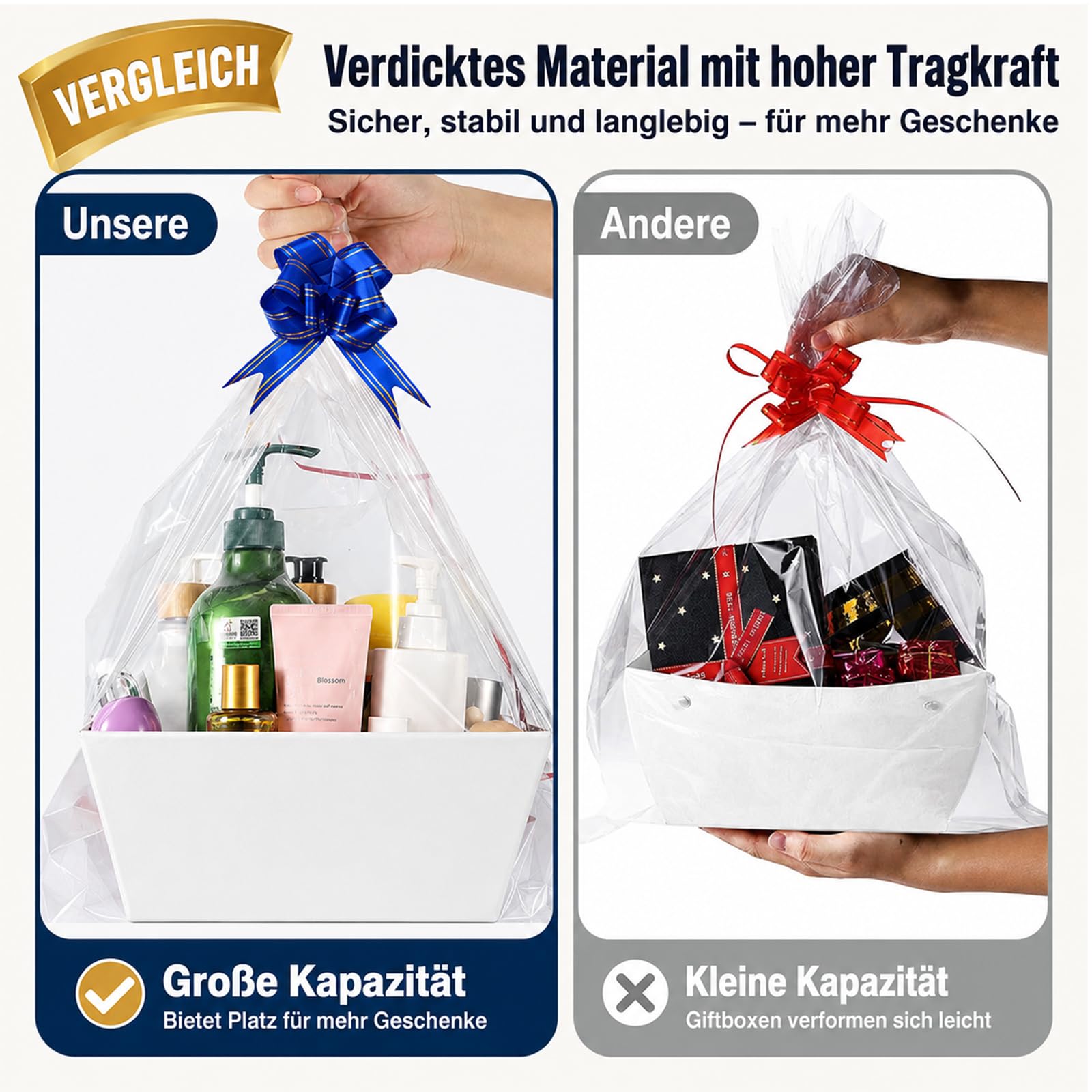 Cesta de regalo de cartón con asas, cesta vacía para regalos, color blanco