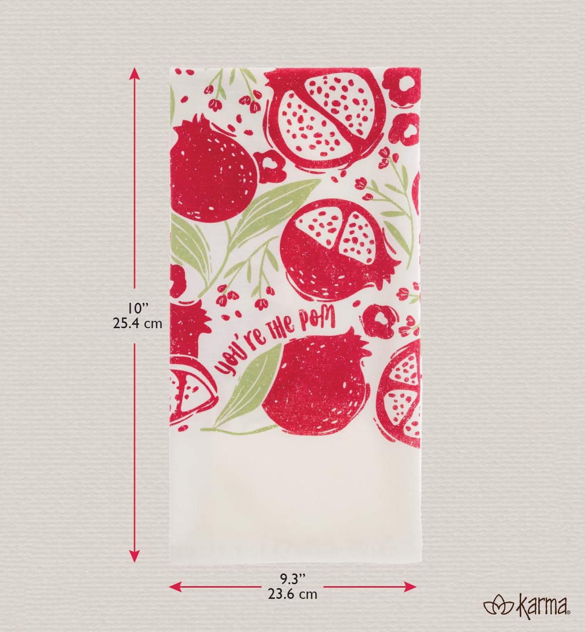 Karma, Fruit Basket Tea Towel - 100% Cotton Hand Towels for The Kitchen - Sweet Saying Home Decor - Pomegranate - Image 2
