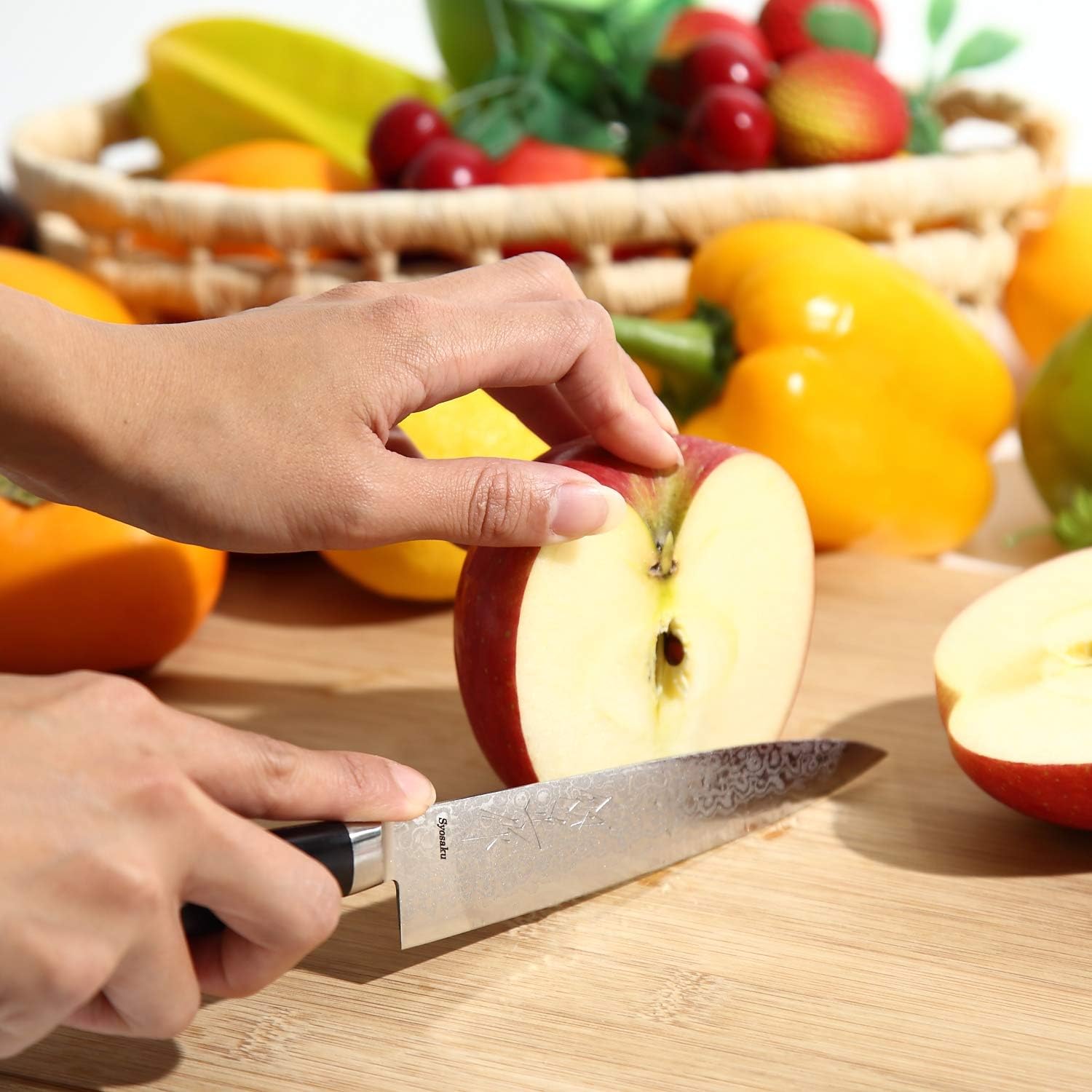 Japanese Petty Knife Shaded Damascus VG-10 16 Layer Black Pakkawood Handle, 5.3-inch (135mm)