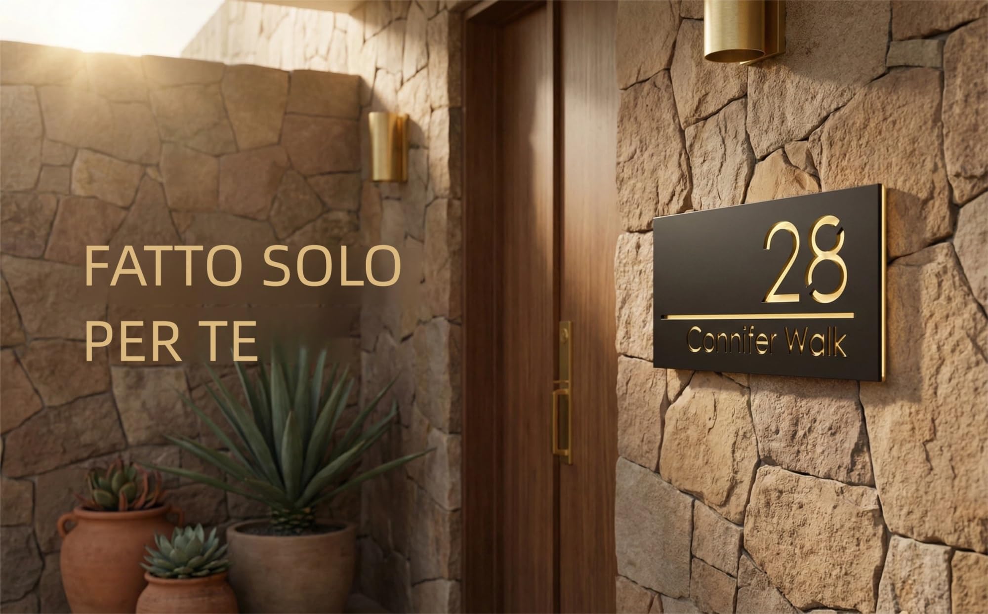 Numeri civici da esterno personalizzati 3D – targa numero civico in acrilico con fronte bianco/nero e retro oro/argento/rosa/nero – laserato 3D per casa – 25/40/45 cm z(Nero - Argento) - 5