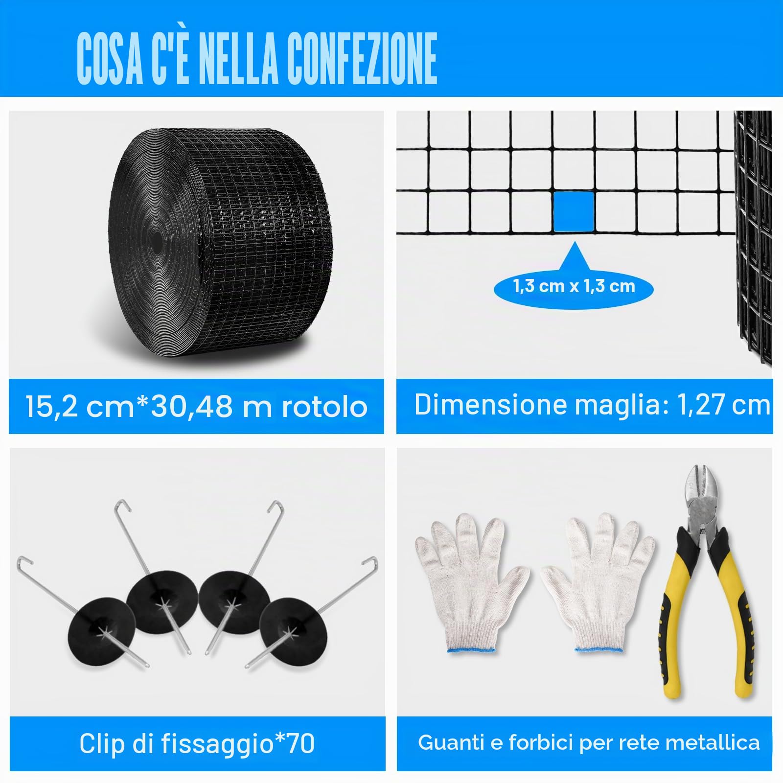 Kit di rete per uccelli a pannello solare, 20,3 x 30,5 m, deterrente per uccelli in filo di PVC Gekufa, protezione per uccelli per pannelli solari per evitare che i piccioni nidificino sotto il tetto
