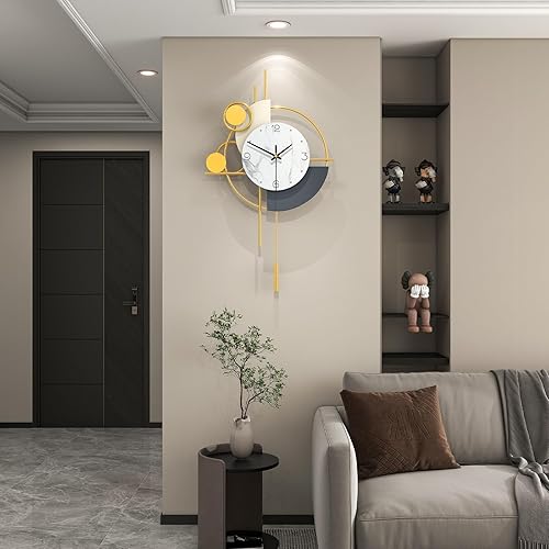 Miniatura 9 de FLEBLE Relojes de pared grandes modernos para decoración de sala de estar, reloj de pared decorativo silencioso, funciona con pilas, sin tictac