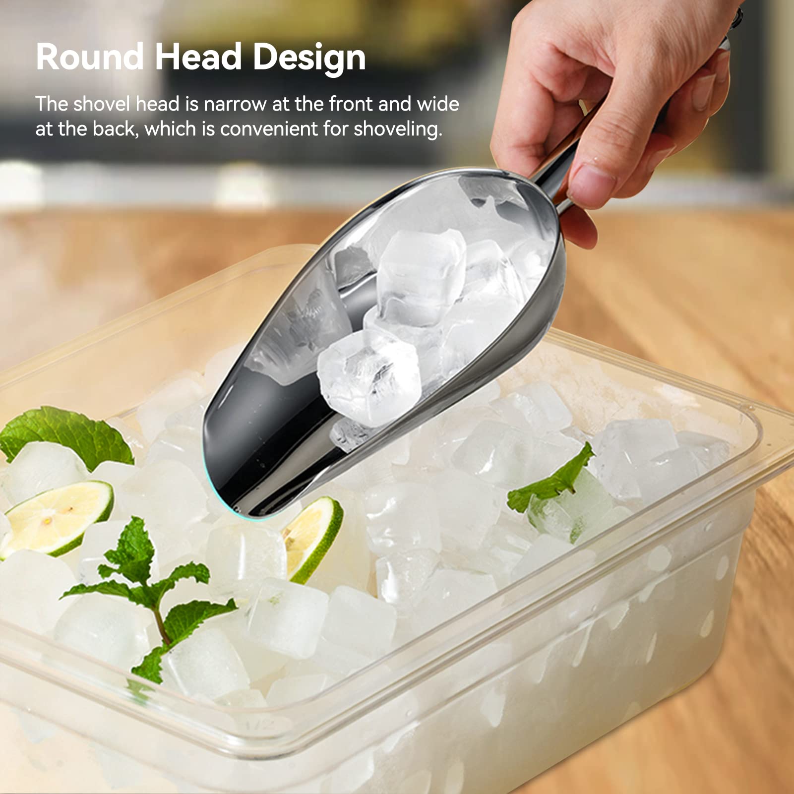 palas para hielo de acero inoxidable, irrompible Pala de Comida, Pala multifuncional de acero inoxidable, Cuchara de Café en Grano de Acero Inoxidable, pala de harina para comida de mascotas(18OZ)