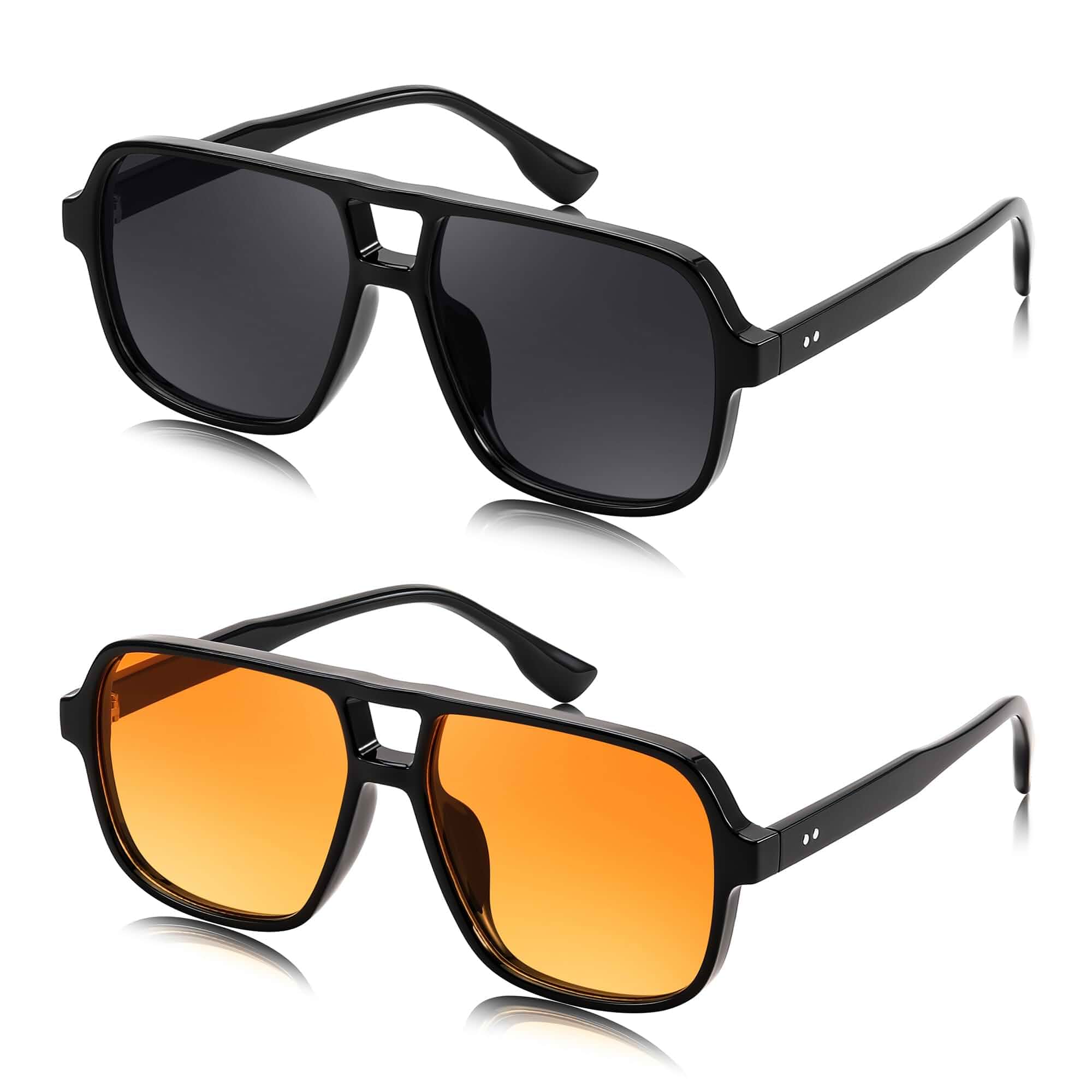 FEISEDY Retro Square Aviator Sunglasses Women Men 70s Vintage Trendy Plastic Frame Sun Glasses B4158