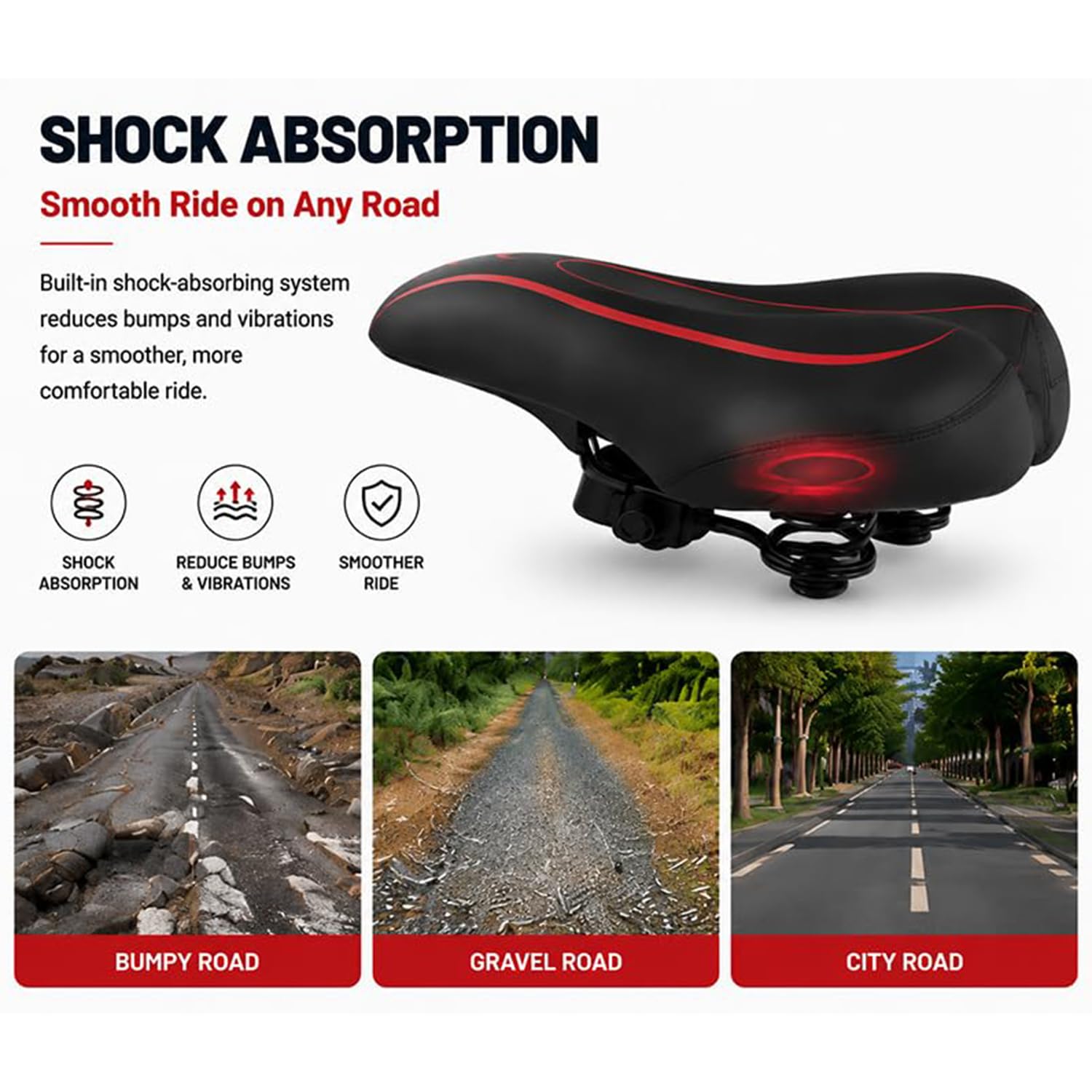 Sella Bici ergonomica per Scarp Master 2019–2026 | sella bicicletta imbottita comfort con doppio ammortizzatore a molla sella MTB trekking bike nero