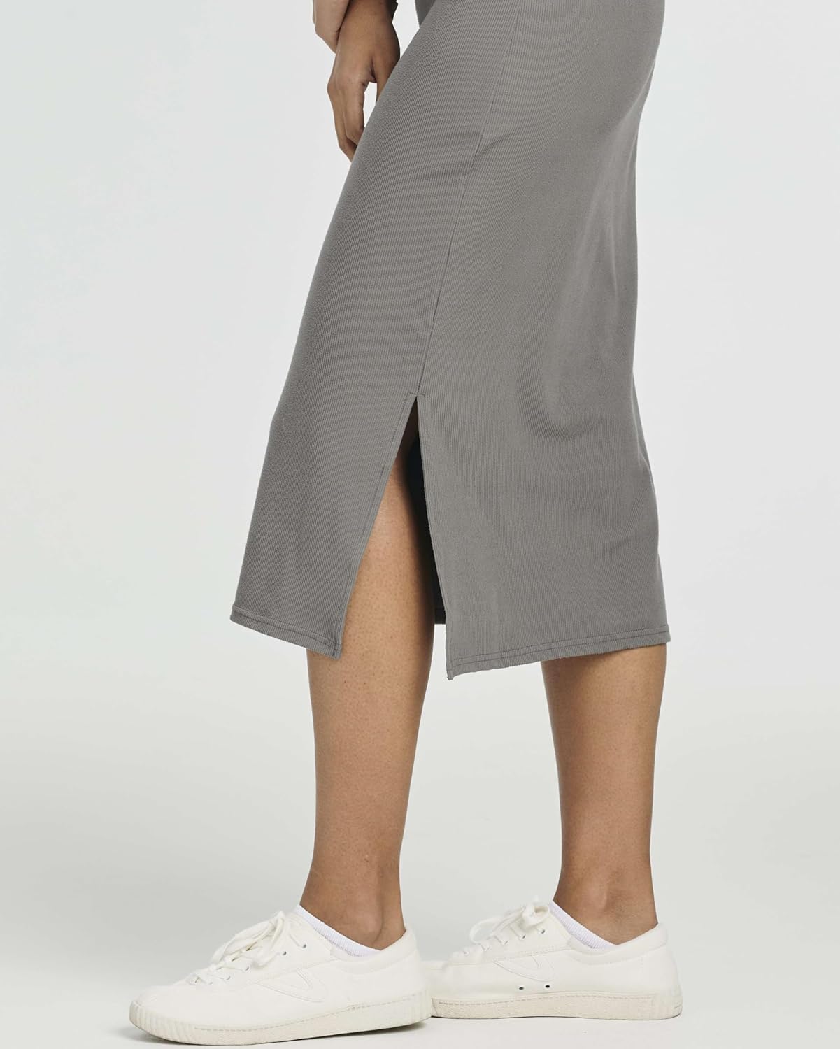 Real Essentials 3 Pack: Women's Ribbed Knit Sleeveless Crew Neck Tank Casual Midi Shift Dress with Slit - Image 4