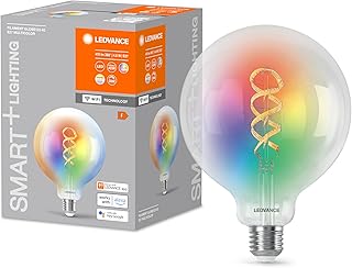 LEDVANCE SMART+ WIFI LED Lamp, Clear Glass, 4.8 W, 470 lm, Globe Shape with 125 mm Diameter and E27 Base, Adjustable Colou…