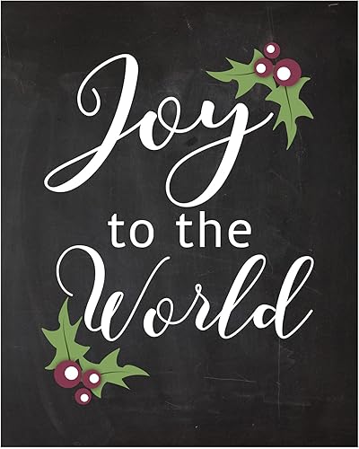 Joy To The World - Christmas Music Wall Art Decor Print, This Ready to Frame Typographic Holiday Music Wall Art Decor Poster is Good For Home,