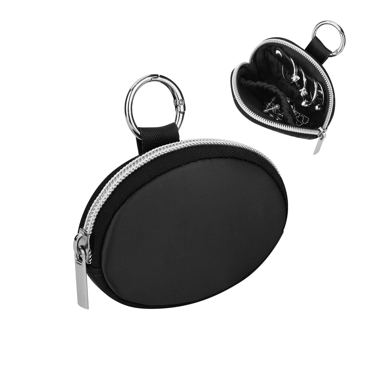 Beautyflier Travel Jewelry Organizer Case, Traveling Ring Holder Storage Bag, Small Jewelry Necklace Case with Keychain, Portable Jewelry Bag for