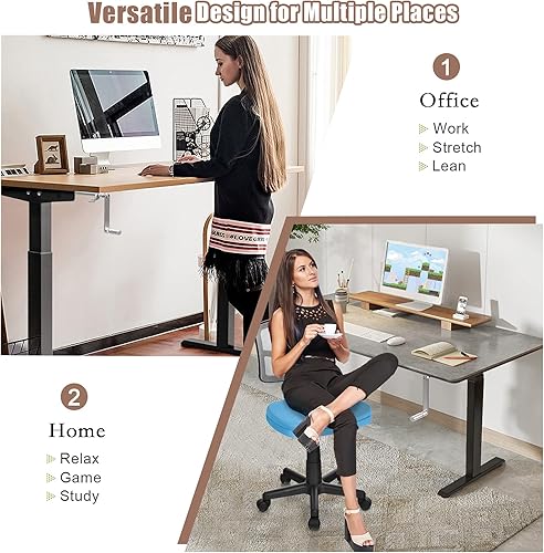 Miniatura 12 de Marco de estación de trabajo sentado a pie, marco de escritorio de pie ajustable en altura manual con manivela plegable, bandeja para cables y