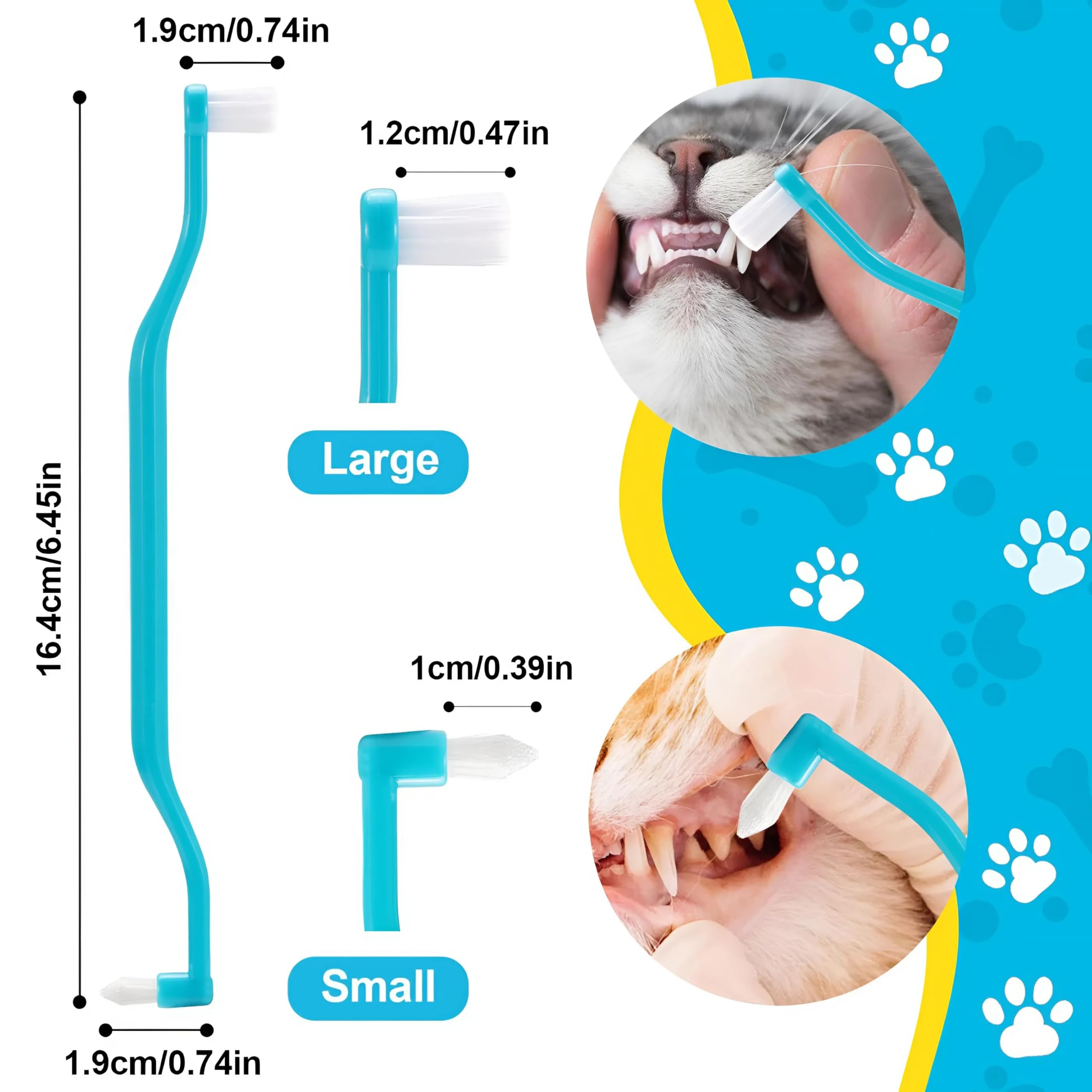 COOCOO BABY Dual Sided Cat Toothbrush Brush Cleaning Brush Dental Tools Cat Accessories Soft Toothbrush for Cats Round Kit with Toothpaste Function for Oral Care Teeth Cleaning Grooming Tool