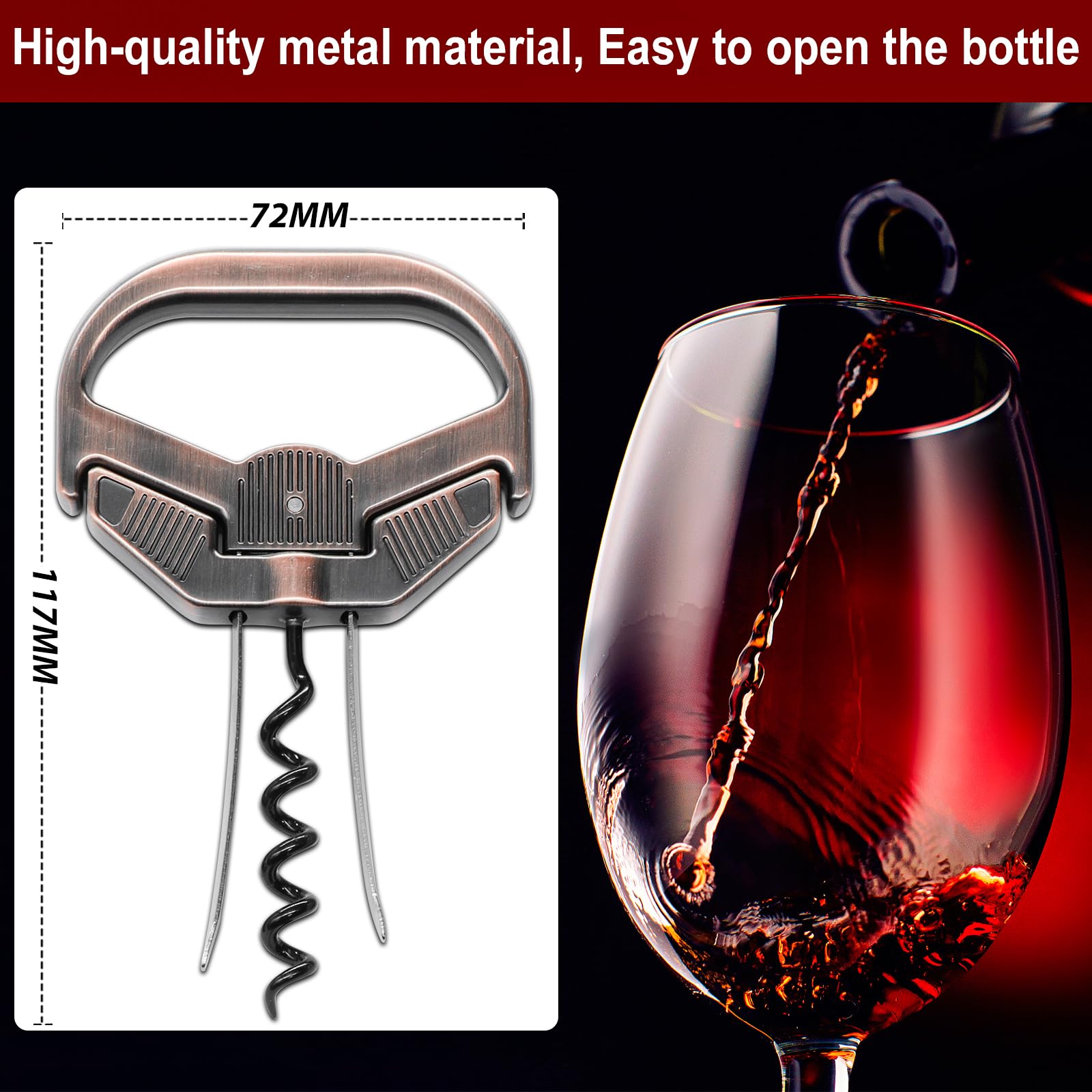 ZONSUSE Ah So Apribottiglie per Sughero Friabile,Cavatappi per Vino Invecchiato,Cavatappi a Due Forchette,Regalo Apribottiglie per Vino, per Collezionisti di Vino Amanti del Vino (Classico Rosso)