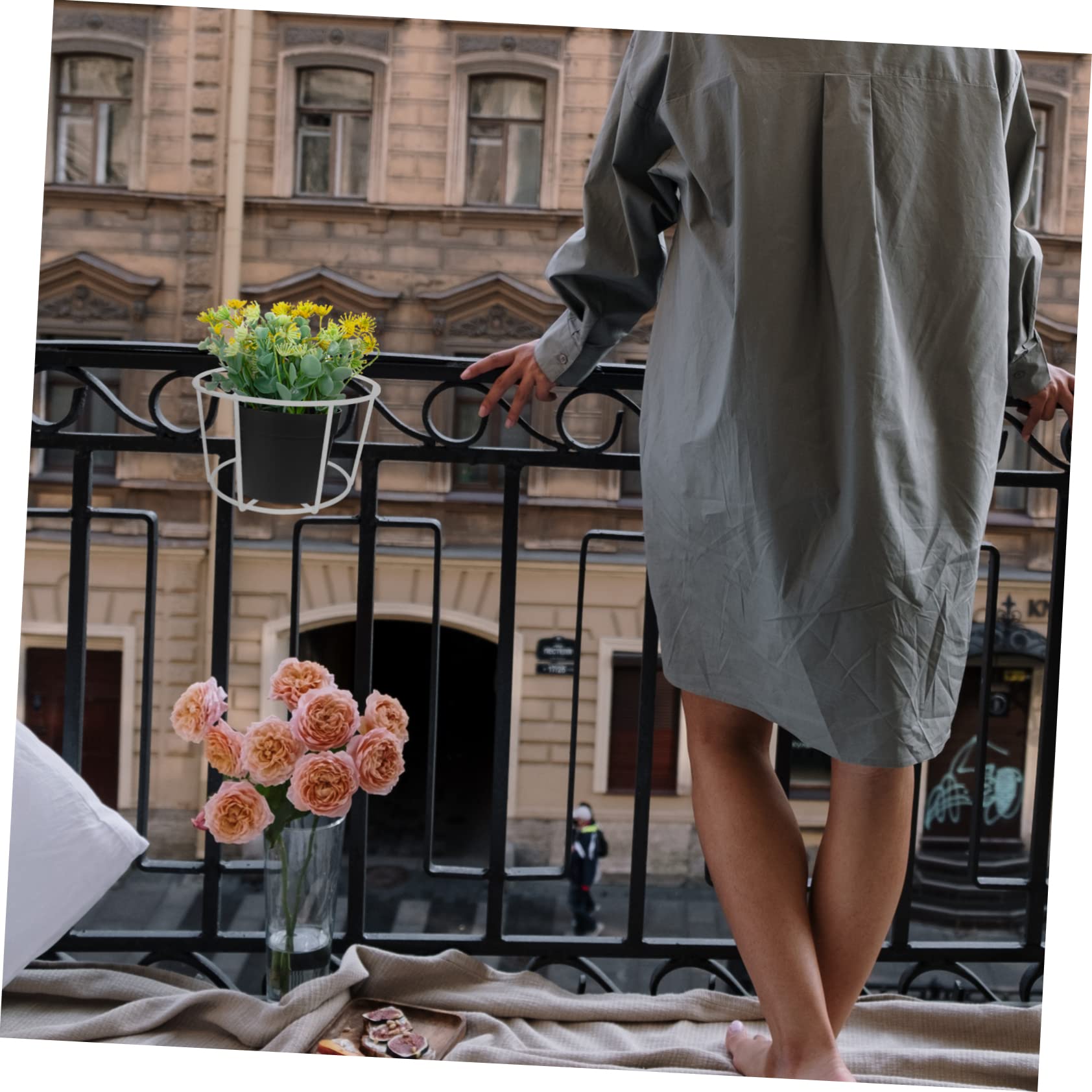 ibasenice Decorative Iron Hanging Flower Stands 5 Pack Plant Pot Rack Vertical Gardening Space Home Balcony