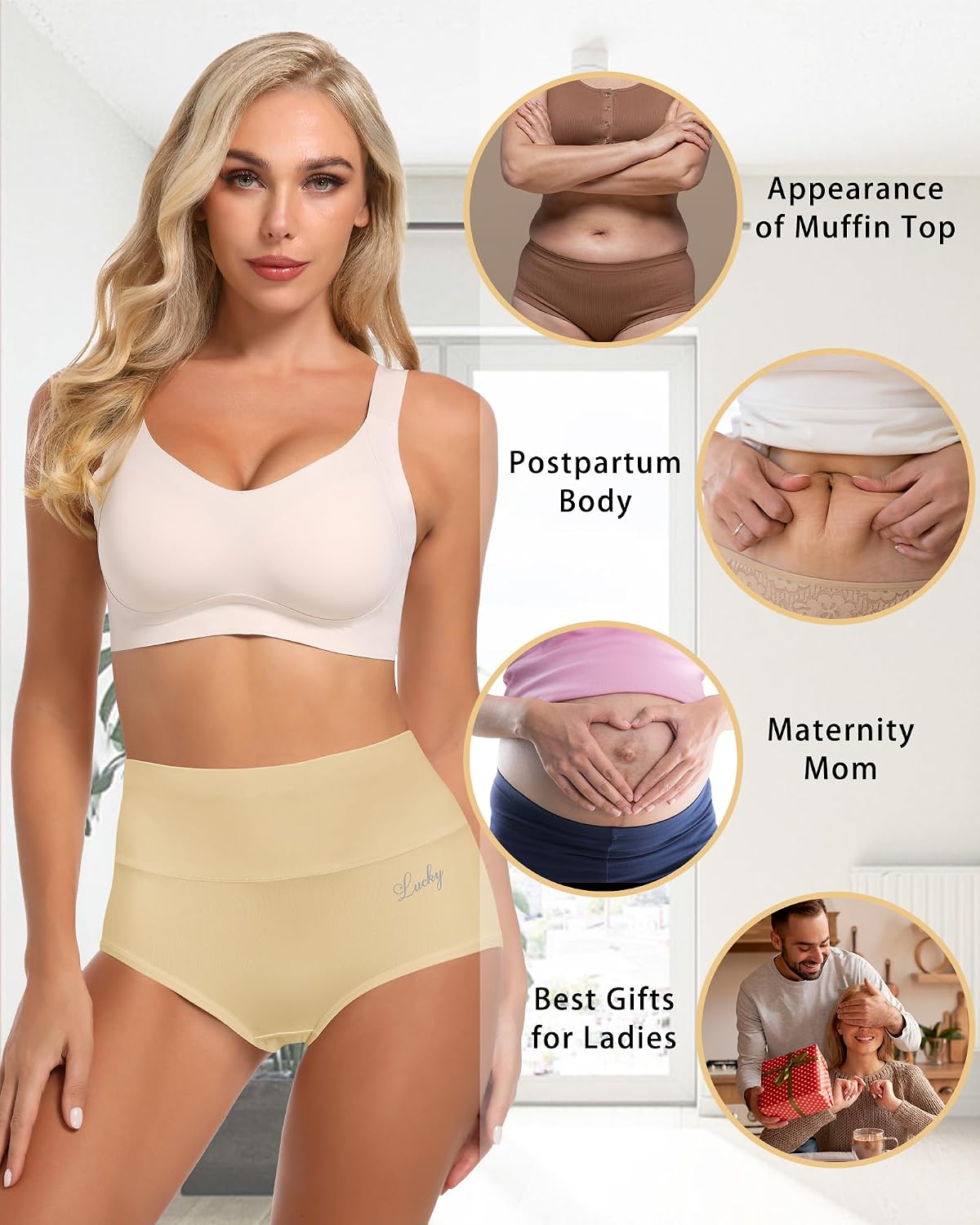 Size XXL Women's High Waisted Underwear Tummy Control Stretch Soft Comfy Breathable Nylon Full Coverage Panties Briefs 5 Pack