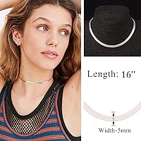 Vista 4 de Gargantilla delicada chapada en oro de 18 quilates para mujer, cadena de serpiente, eslabones cubanos, clip de papel, cadena de cuentas de bola