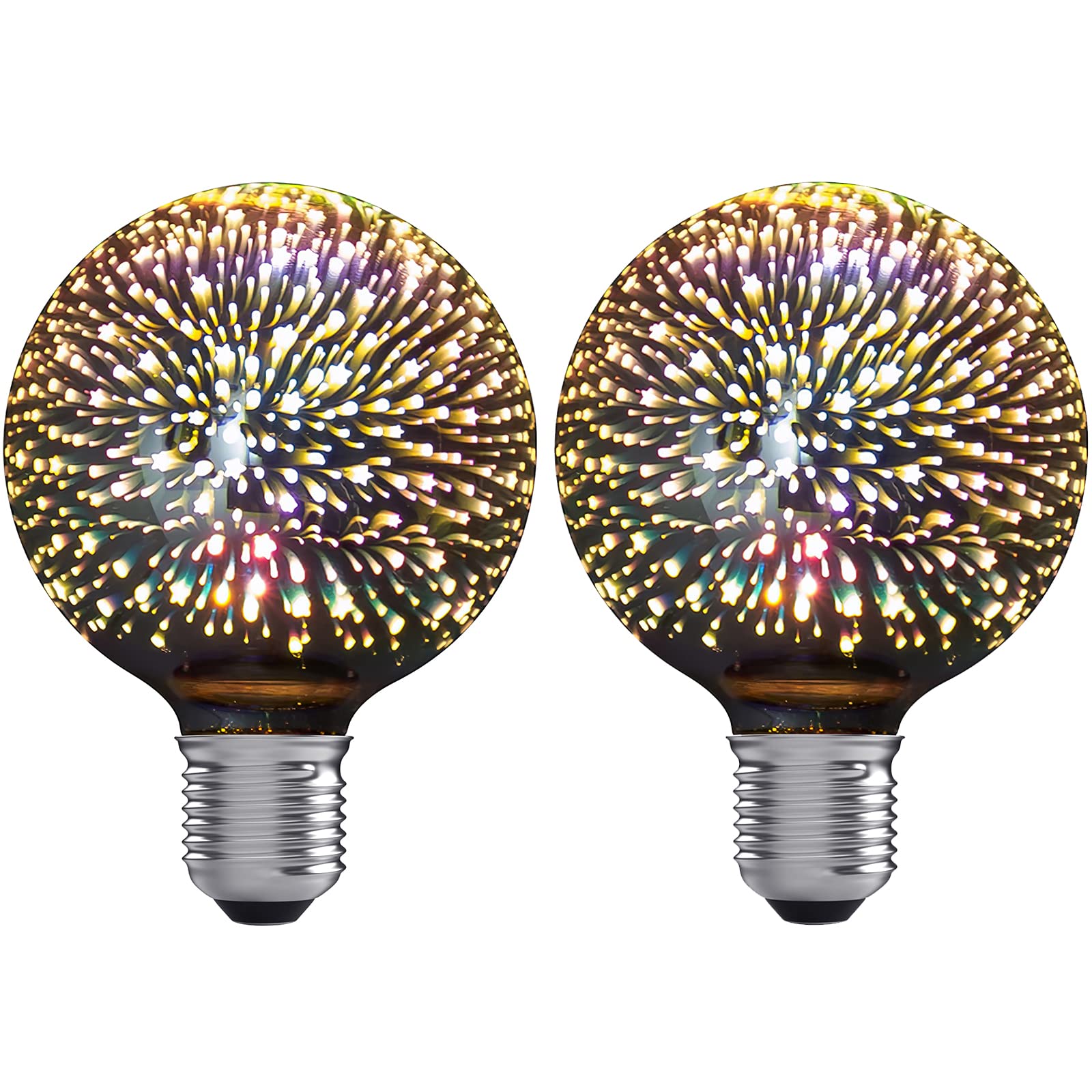 Amazon 億騰 花火電球 ファッション 3d Led電球ac85 265v 装飾電球 G95テーブルランプ 電球シーリングライト 電球ナイト 家の装飾 バー Ktv 飲食店 クリスマス 誕生日 電球 銀 億騰 Led電球 通販