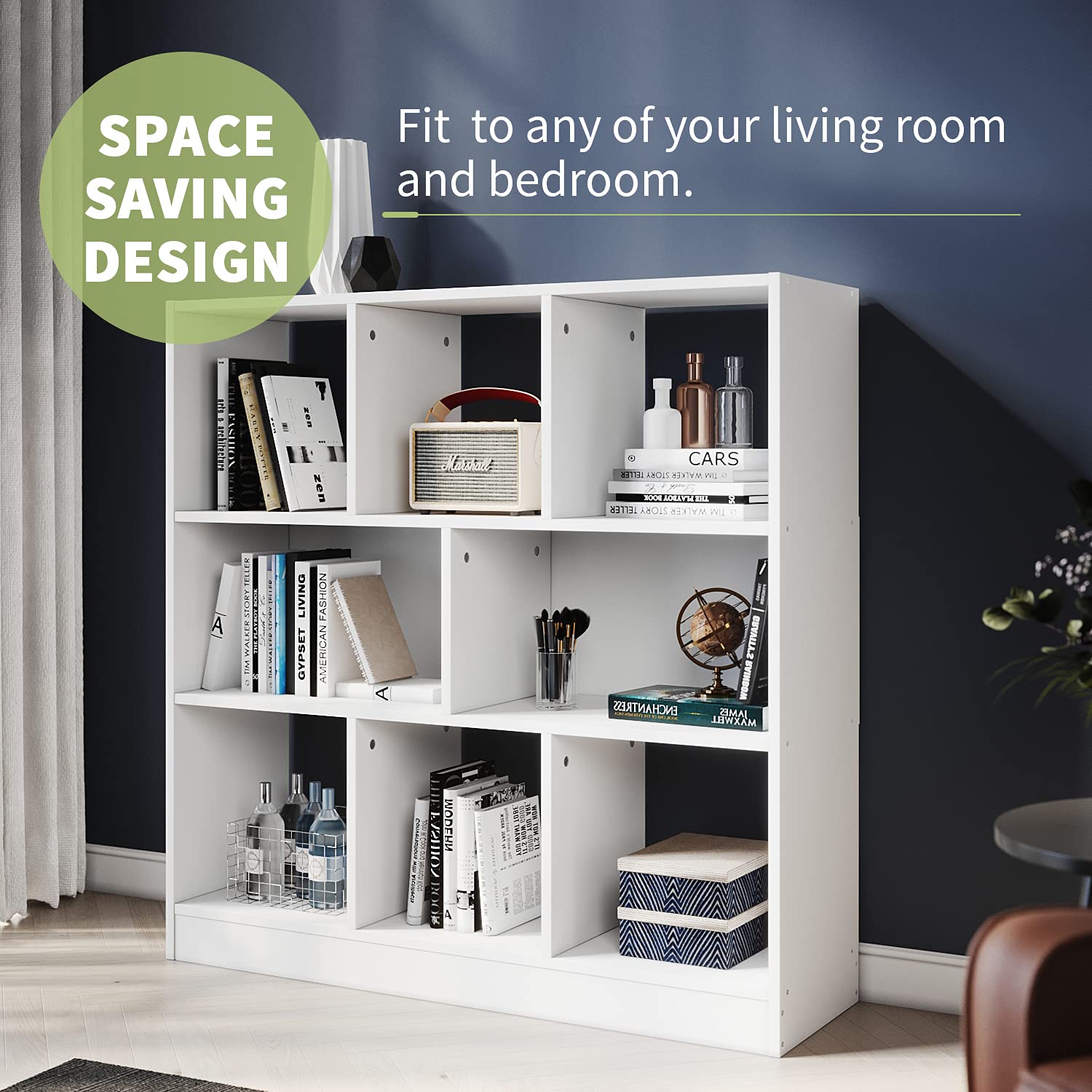 ELEGANT Bookcase White Bookshelf 3 Tier Storage Unit Wooden Display Shelves Freestanding Book Rack for Living Room Office Bedroom Study Room - Image 2