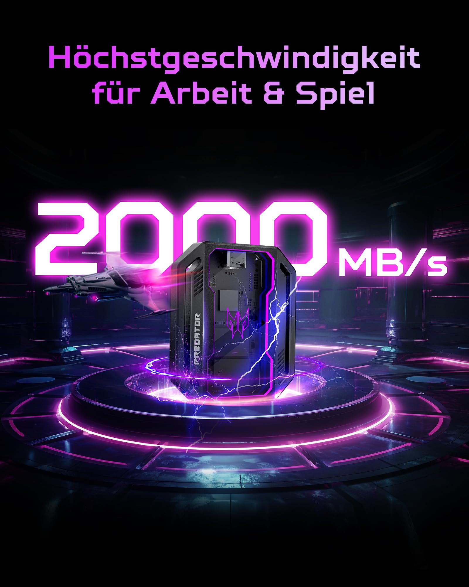 acer Predator GP30 Externe SSD RGB 1TB USB 3.2 Gen2x2 - bis zu 2000 MB/s Lesen Portable External Solid State Drives für Smartphone, Tablets, PC & PS5