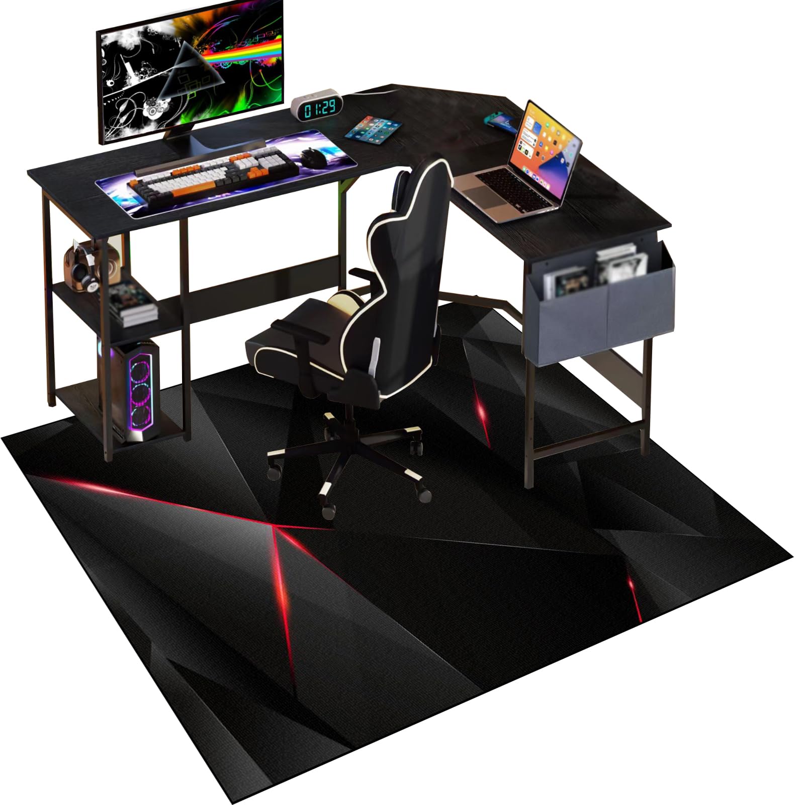 Gaming Chair Mat for Carpet, 160 x 180 cm Office Chair Mat for Carpeted Floor, Floor Protectors for Rolling Chairs, Non slip Floor Protection Mat, Computer Desk Chair Mat for Hard Wood Tile Floors