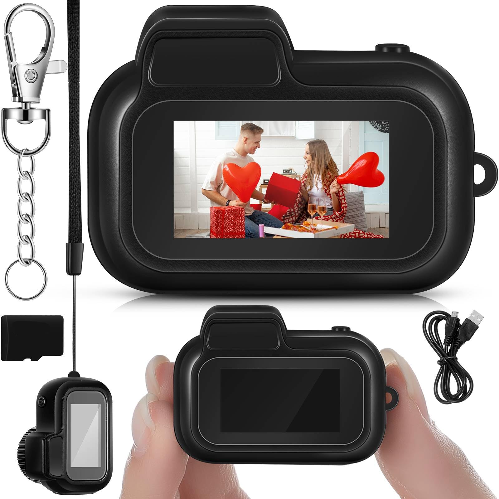 Mini Keychain Camera 1080p Small Nostalgia Retro Camera 100 Mins Battery Life Portable Micro Video for Photo Video Travel Study Recording(32gb)