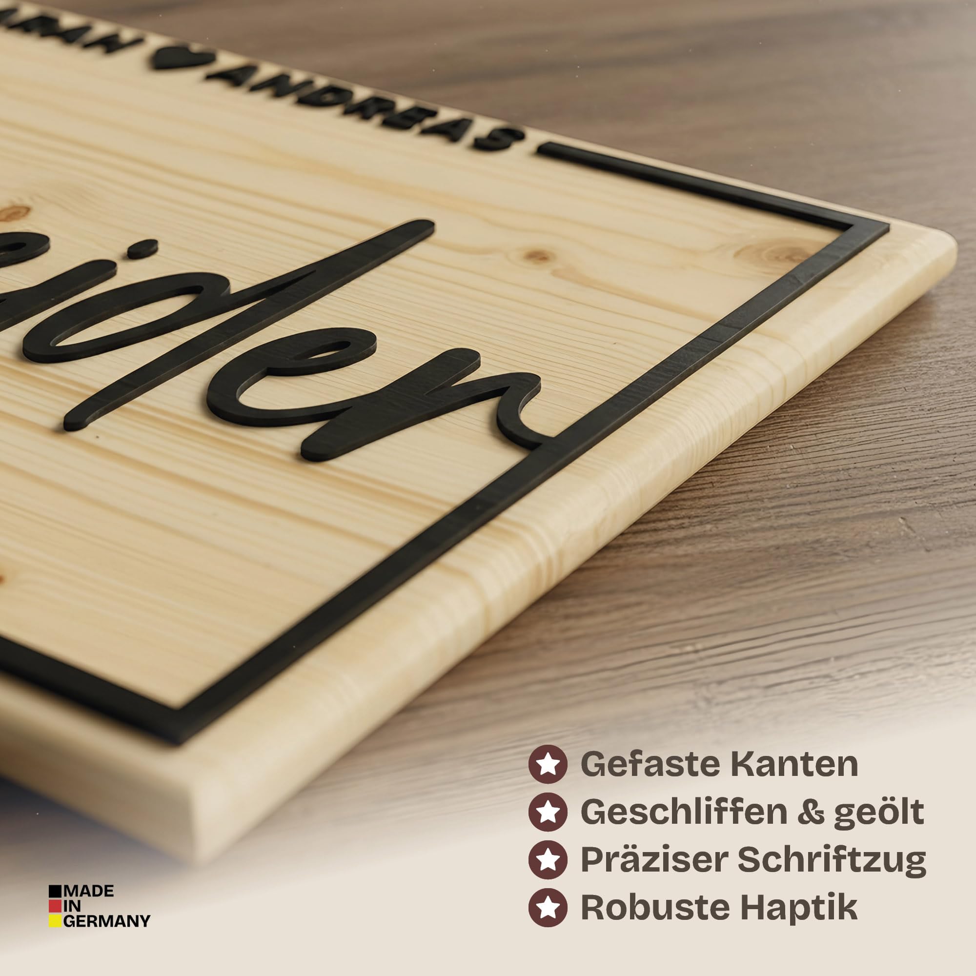 ARTFAVES® Personalisiertes Holzbild - Du-Ich-Wir - individuelles, persönliches Schild aus Holz, Geschenk zur Hochzeit, Valentinstag, Kennenlerntag, Verlobung, Wohnung Einzug