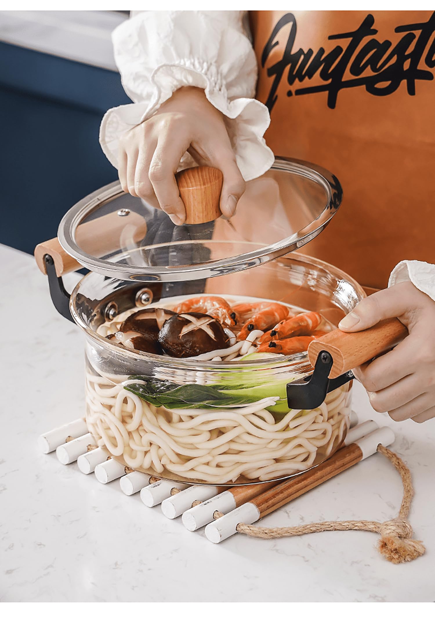 szklany garnek, z pokrywką Uchwyty żaroodporne Kuchenka indukcyjna o dużej(3.5l)
