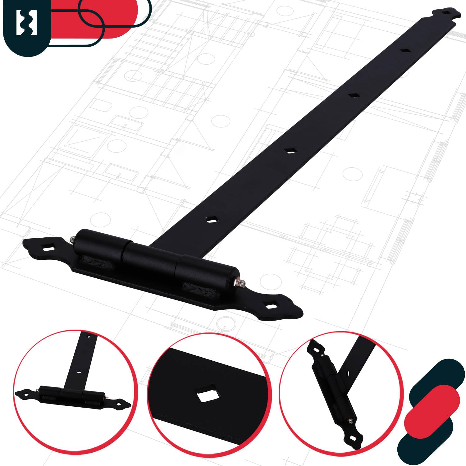 KOTARBAU® Bisagra de Carga de 800 mm, 2 Unidades, Placa de 255 mm, Rodamiento de Bolas, Para Puerta de Jardín