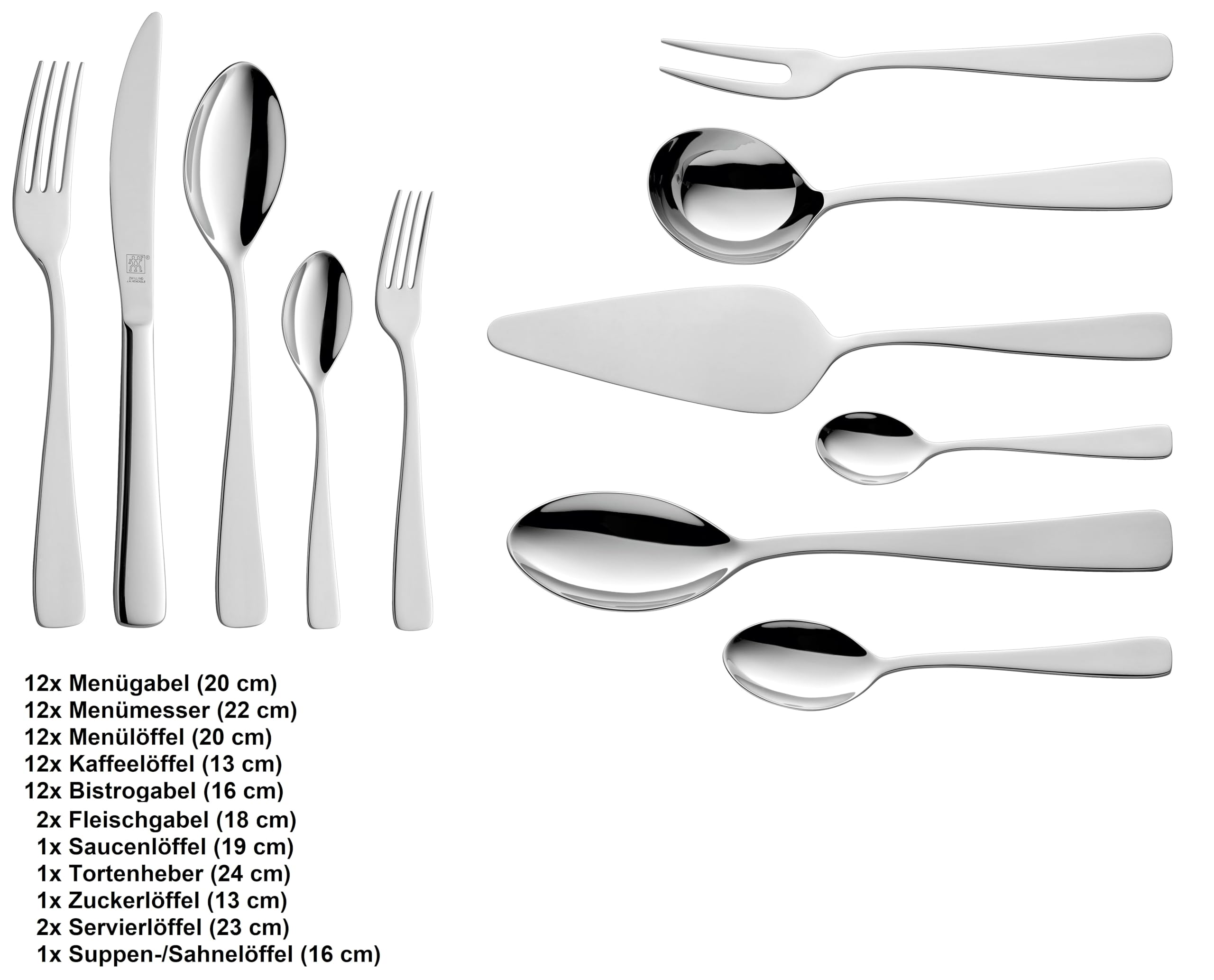 ZWILLING Soho Besteck-Set 68-teilig, Für 12 Personen, Spülmaschinengeeignet, Edelstahl, Poliert, Silber