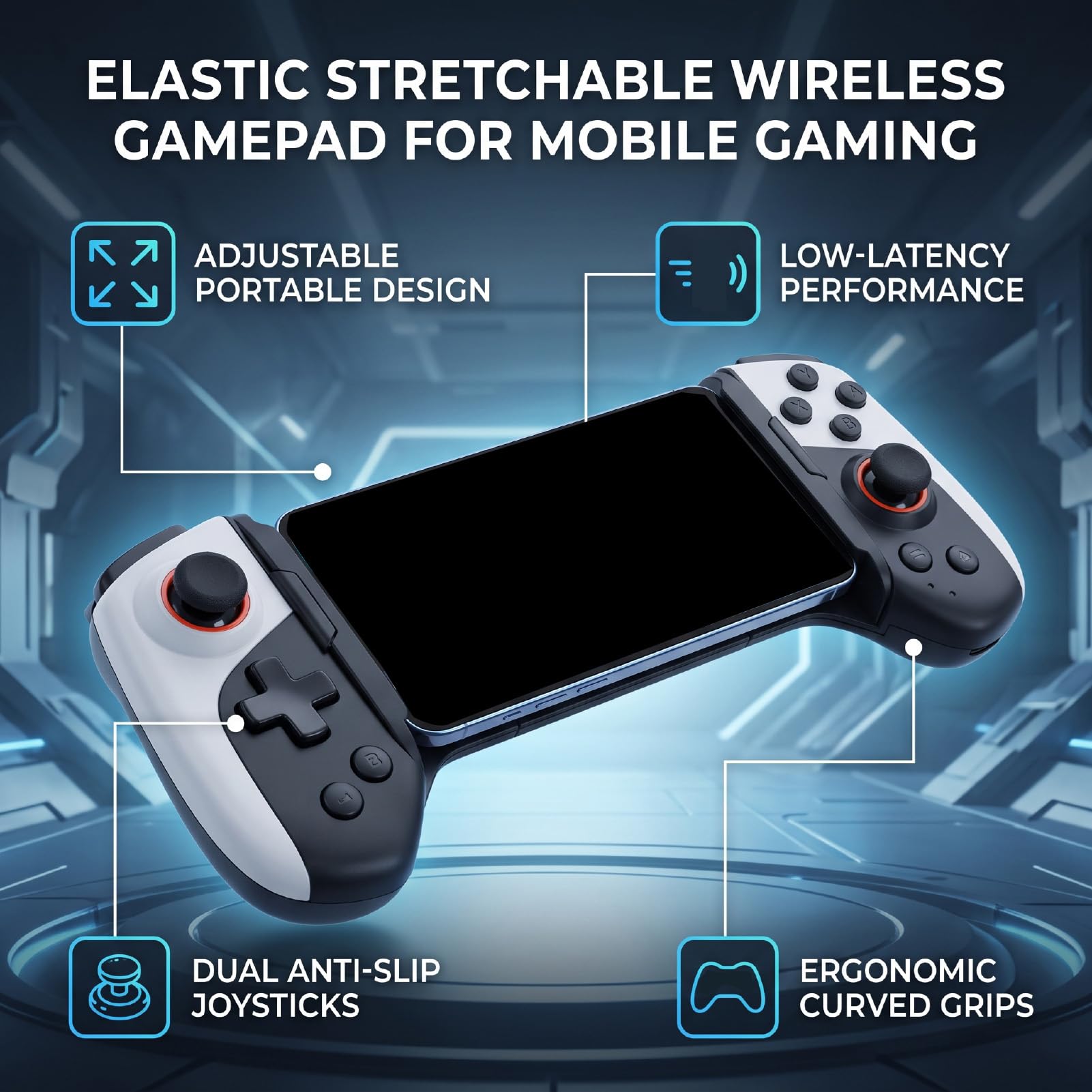Controller di Gioco Mobile di Tipo C, Bassa Latenza | Plug and Play, Bluetooth, Impugnatura Ergonomica, Controller Telefonico Retrattile per PC Android IOS