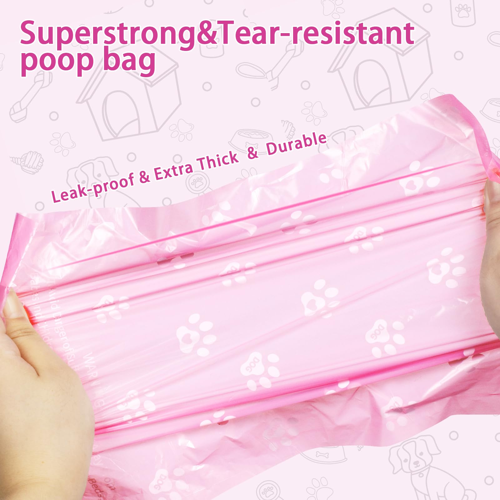 HZDHCLH Dog Poo Bags 270 Count Xtra Thick Strong Leak Proof Pet Poop Bags with Dispenser and Hook Lavender Scented(pink,270 Count) - Image 4