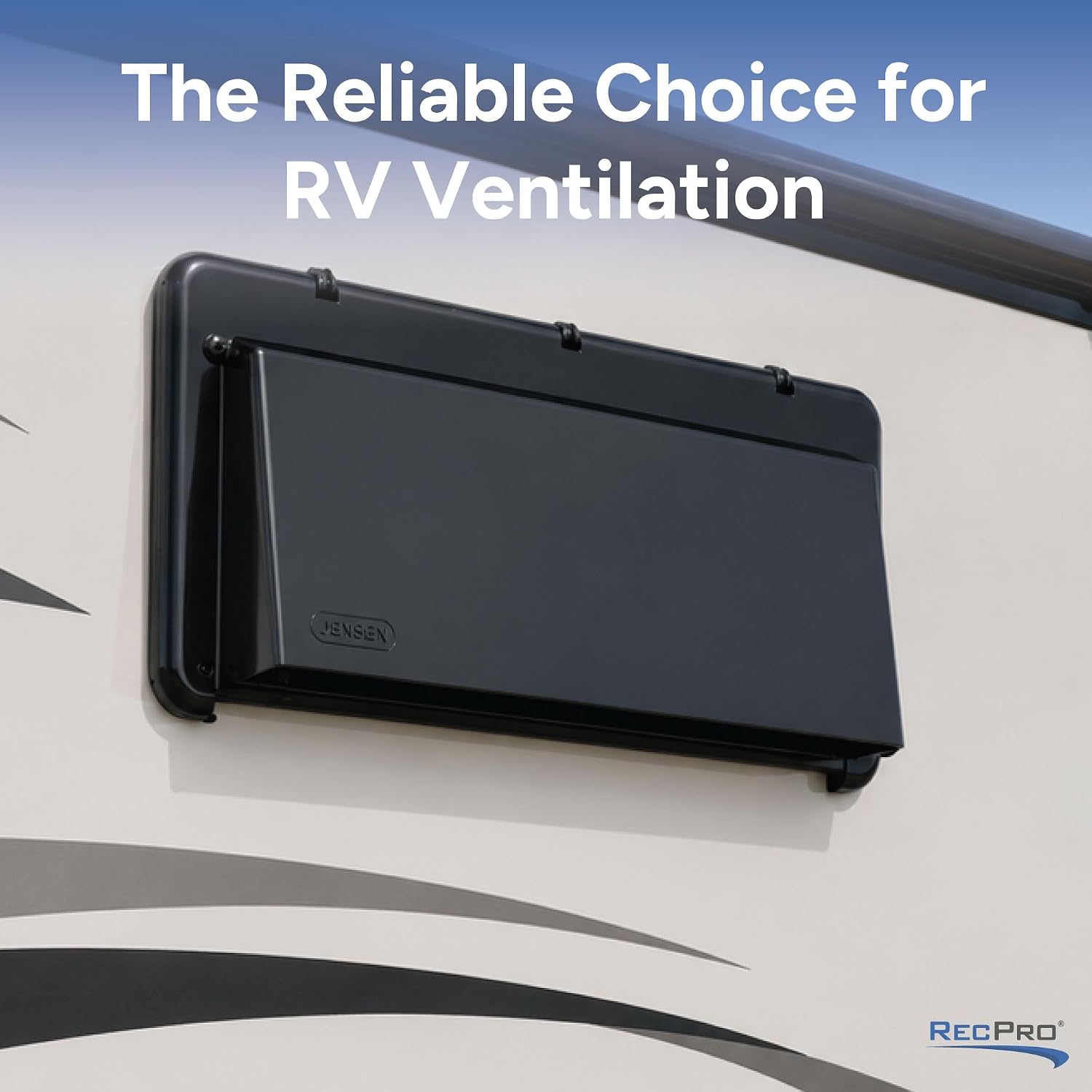 RecPro RV Range Vent Cover with Locking Damper | Black Exterior Vent for Camper, Trailer, Food Truck, or Concession Stand | 11 ⅝”W x 5 ¼”H | Durable & Pest Resistant Design
