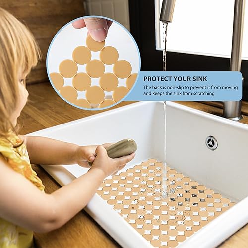 Miniatura 3 de Qulable Paquete de 2 alfombrillas para fregadero de cocina de acero inoxidablecerámica, protectores ecológicos de PVC para la parte inferior del