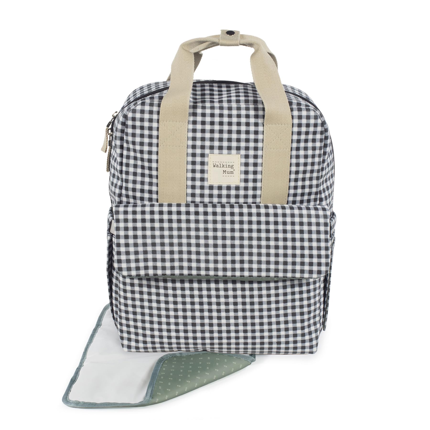 Borsa zaino I Love Vichy per passeggino, nero, 37x28x12 cm