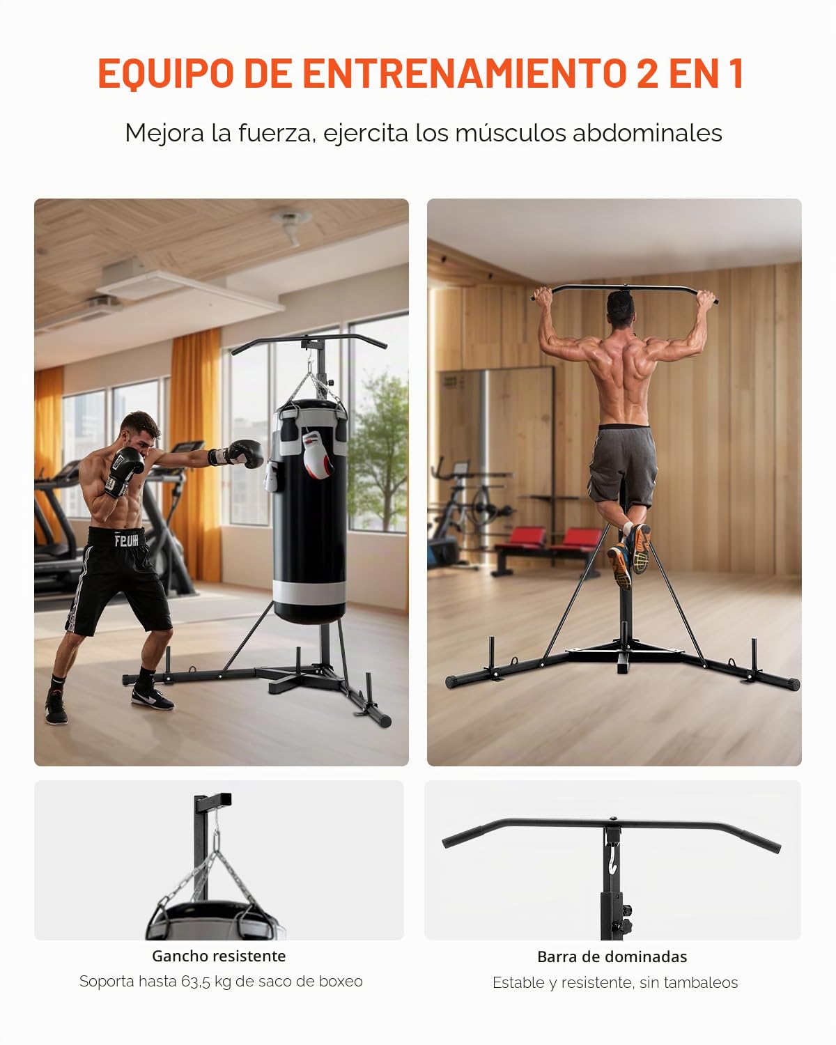 VEVOR Soporte para saco de boxeo, ajustable en altura, base pesada, soporta 140 libras, acero resistente
