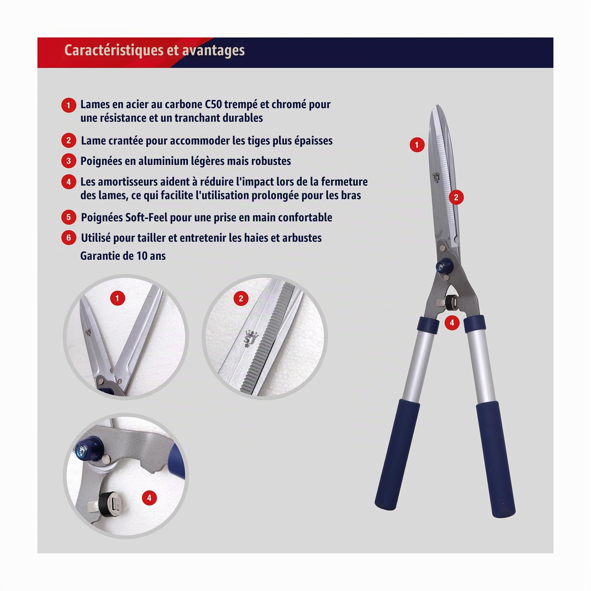 Spear & Jackson 8110RS Cisaille à haie crantée Razorsharp