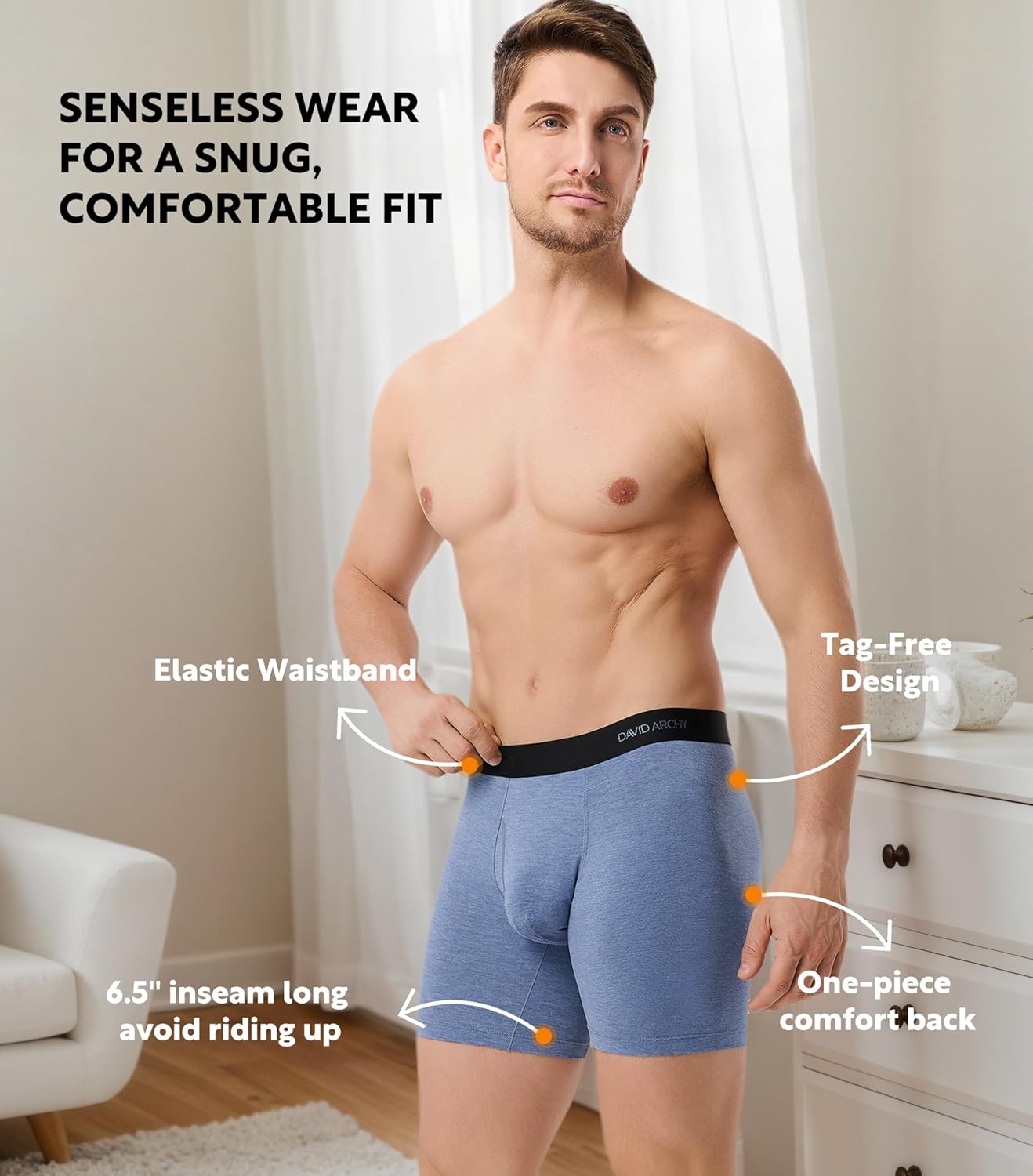 DAVID ARCHY Mens Underwear Rayon Made from Bamboo 7-Pack, Wicking-Moisture & Cool Boxer Briefs with Support Pouch - Image 5